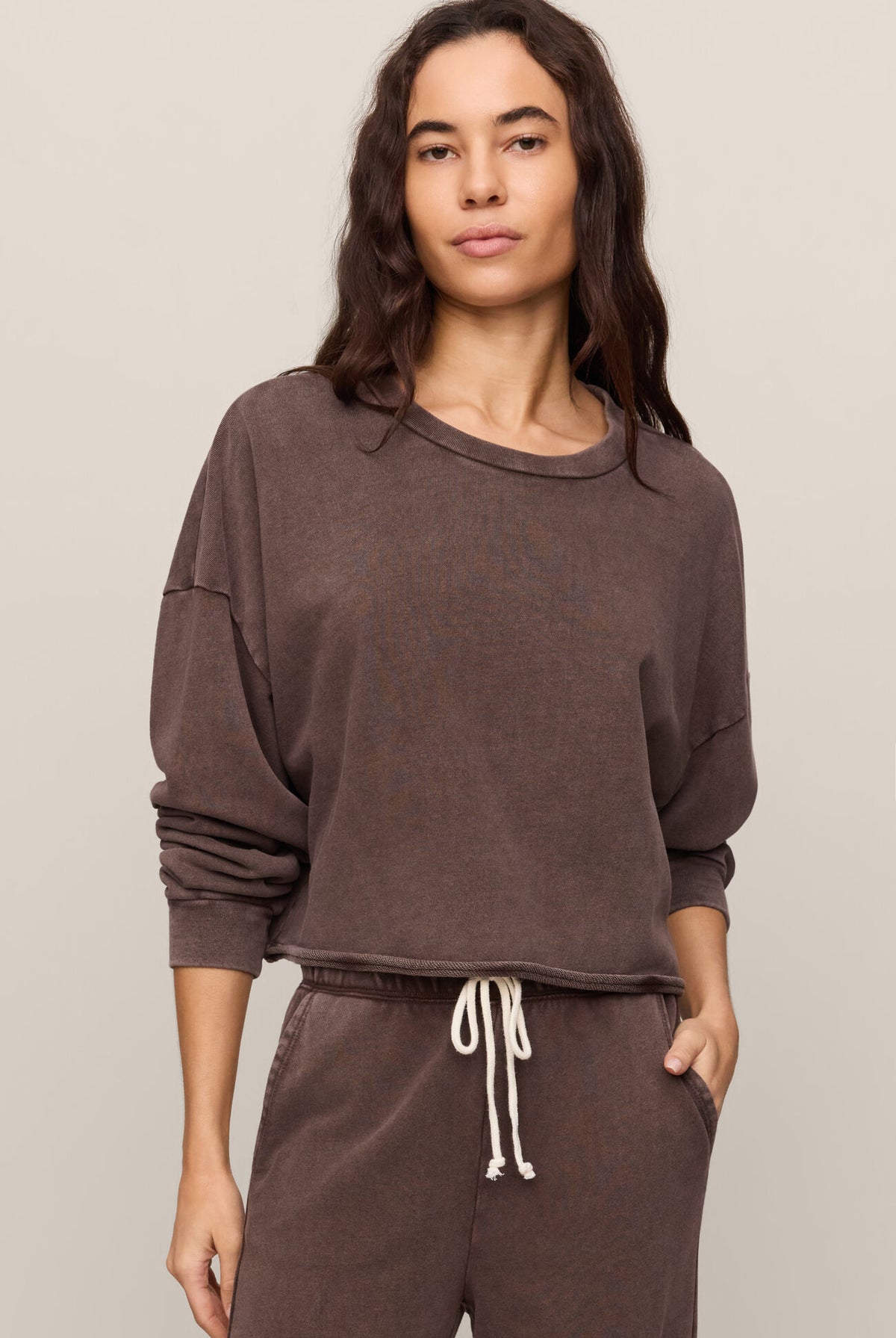 Z Supply Circuit Sweatshirt in Dark Chocolate-sweatshirt-Z Supply-Deja Nu Boutique, Women's Fashion Boutique in Lampasas, Texas
