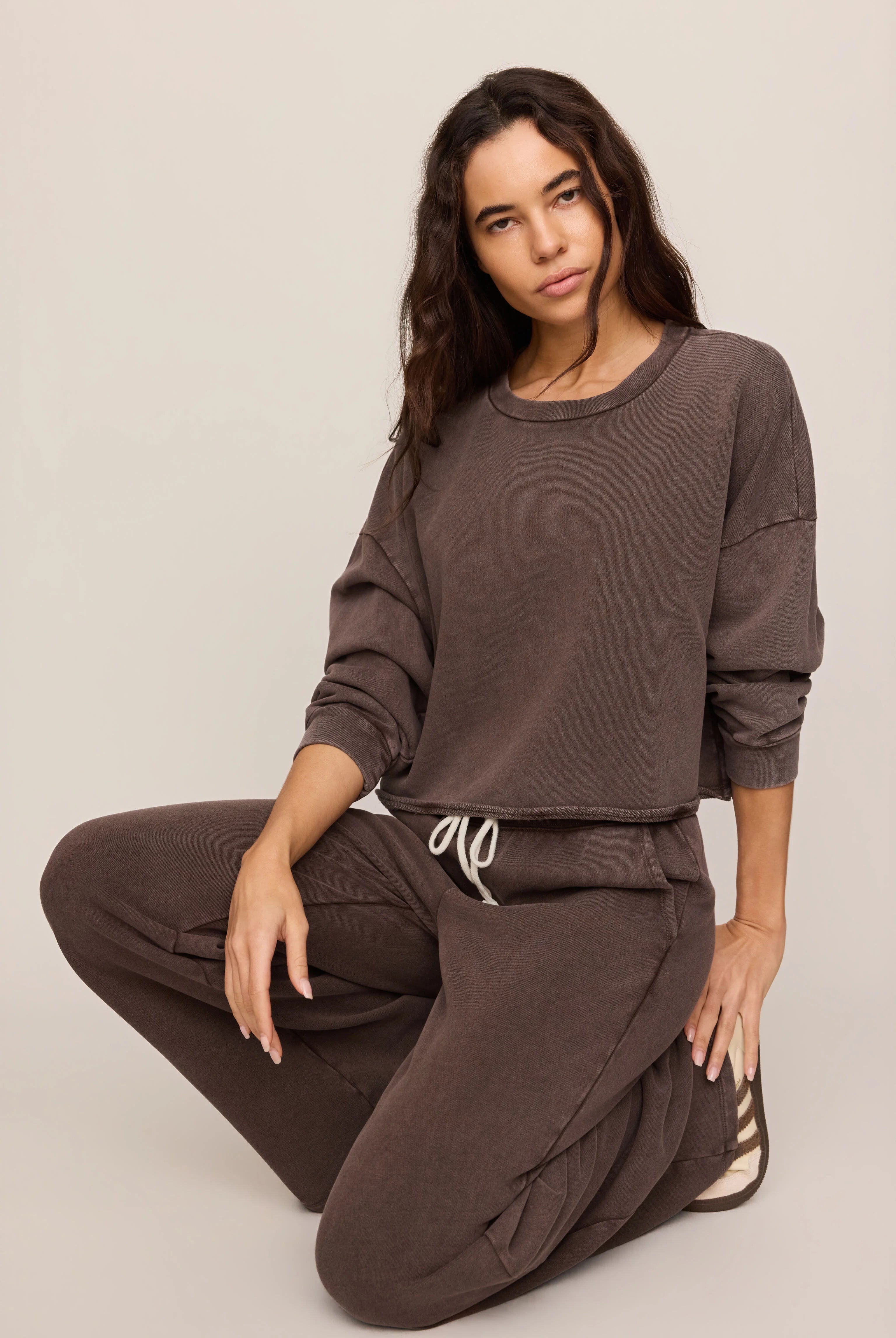 Z Supply Circuit Sweatshirt in Dark Chocolate-sweatshirt-Z Supply-Deja Nu Boutique, Women's Fashion Boutique in Lampasas, Texas