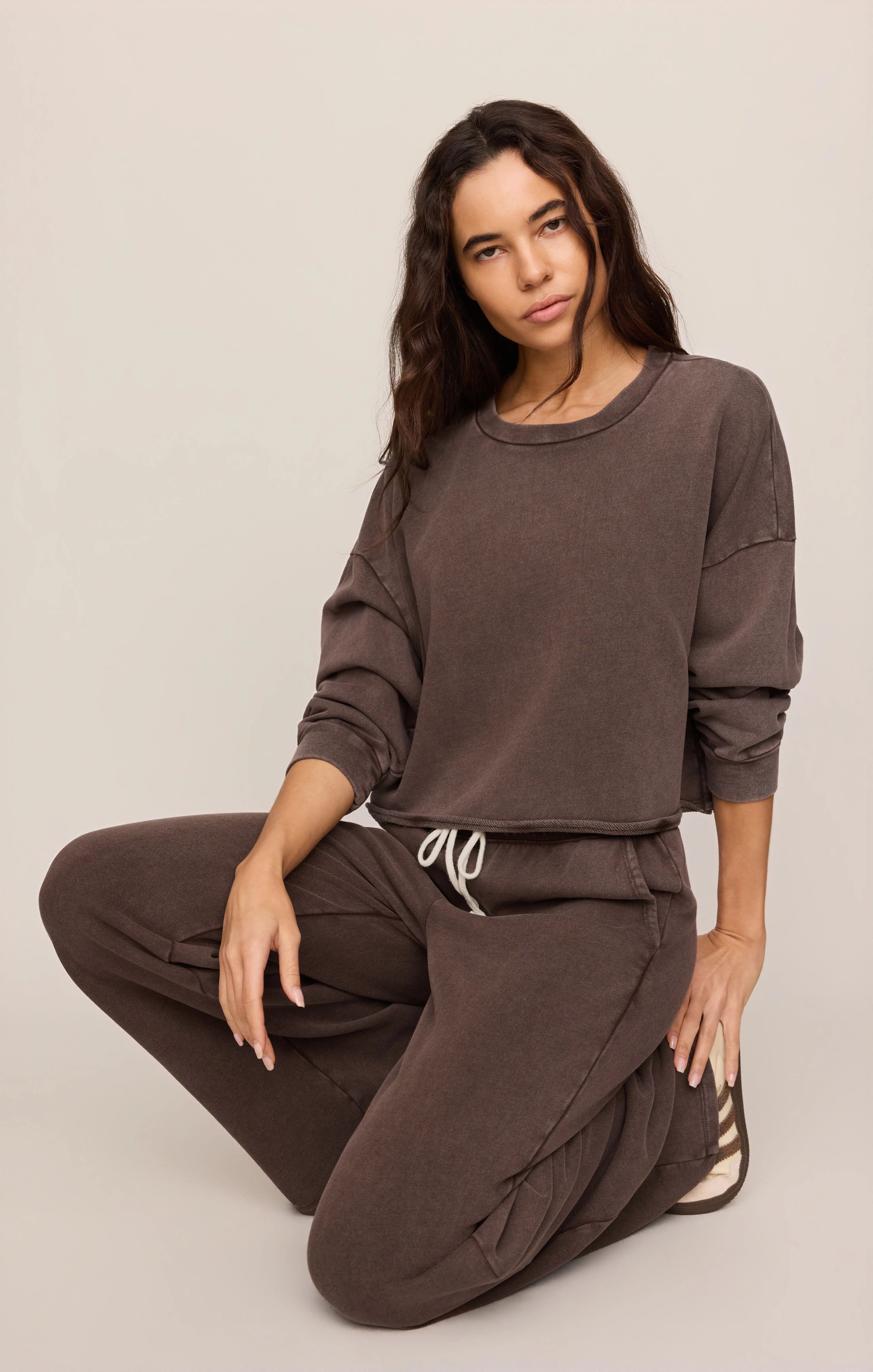 Z Supply Circuit Sweatshirt in Dark Chocolate-sweatshirt-Z Supply-Deja Nu Boutique, Women's Fashion Boutique in Lampasas, Texas