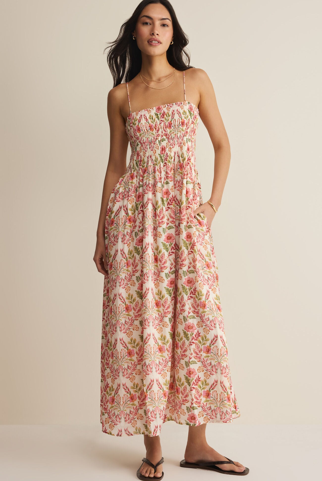 Z Supply Cornelia Ami Floral Midi Dress in Multi-Maxi Dresses-Z Supply-Deja Nu Boutique, Women's Fashion Boutique in Lampasas, Texas