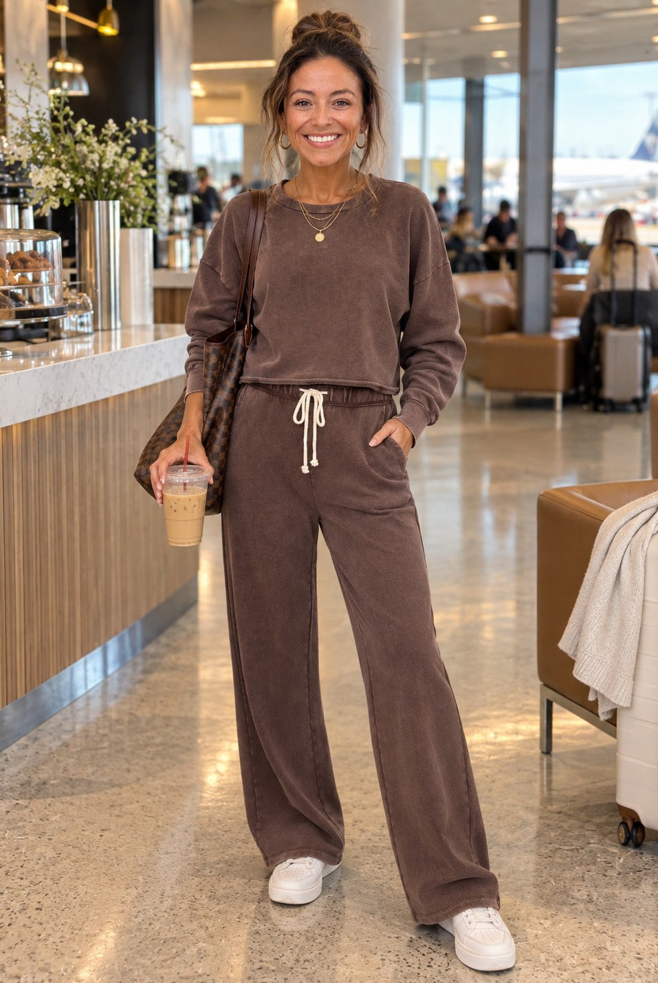 Z Supply Hunter Knit Pant in Dark Chocolate-Pants-Z Supply-Deja Nu Boutique, Women's Fashion Boutique in Lampasas, Texas