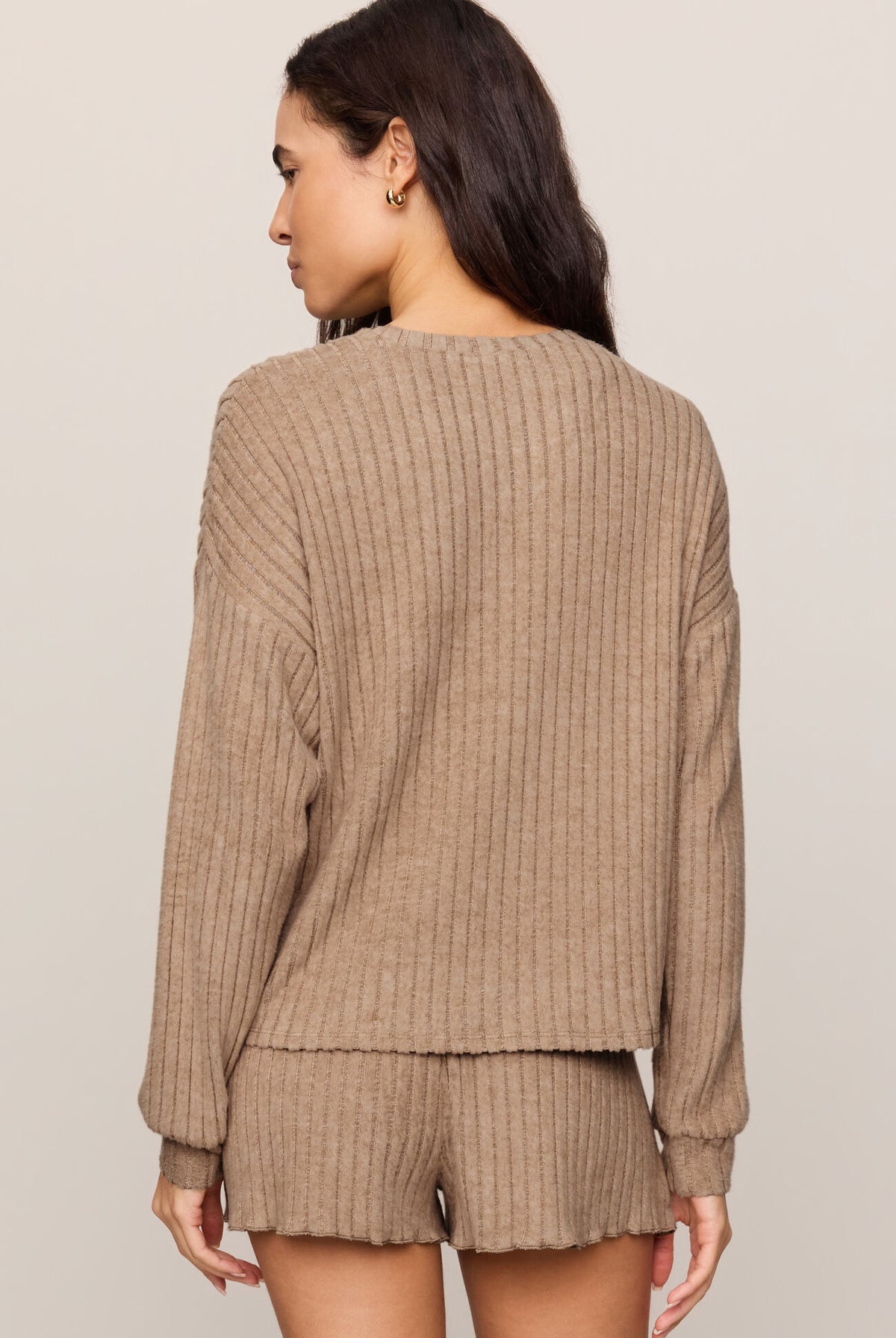 Z Supply Lounge Daydream Rib Long Sleeve Top in Light Toffee-Lounge Wear-Z Supply Lounge-Deja Nu Boutique, Women's Fashion Boutique in Lampasas, Texas