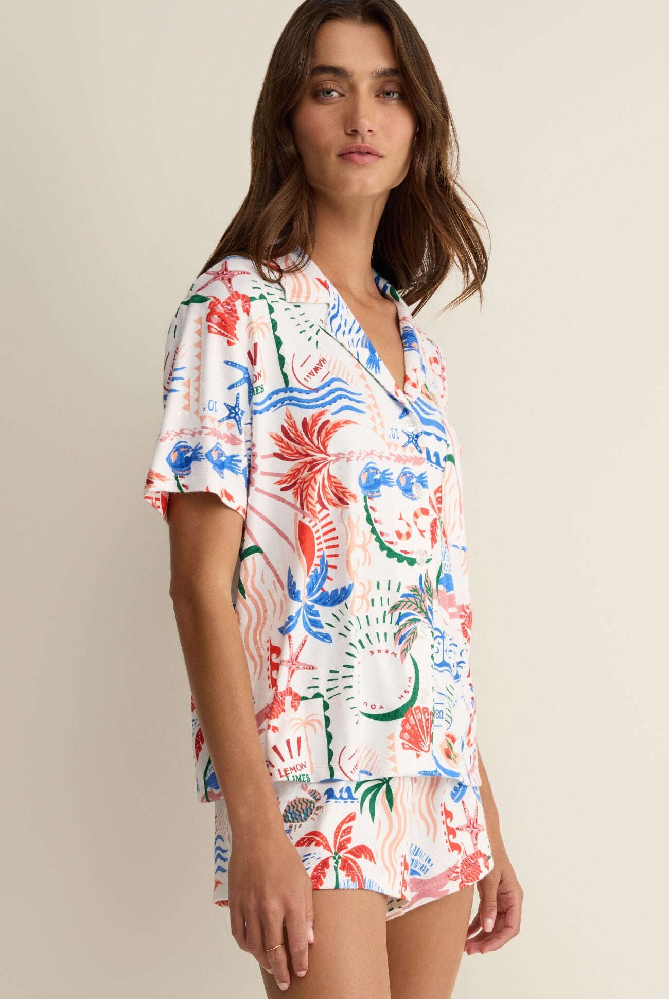 Z Supply Lounge Beach Days Getaway PJ Top – White-Lounge Wear-Z Supply Lounge-Deja Nu Boutique, Women's Fashion Boutique in Lampasas, Texas
