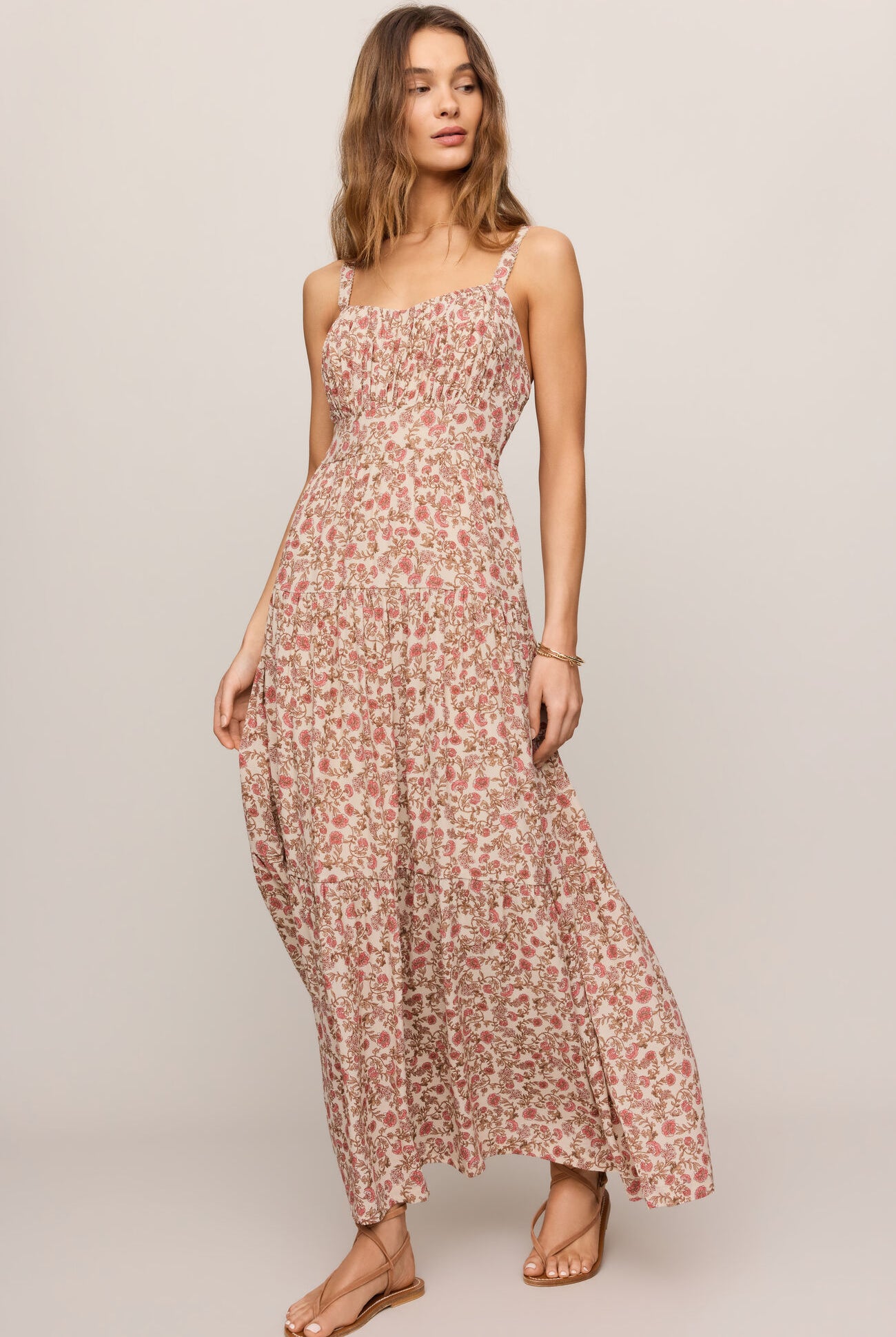 Z Supply Mindy Floral Maxi Dress - Sandshell-Maxi Dresses-Z Supply-Deja Nu Boutique, Women's Fashion Boutique in Lampasas, Texas