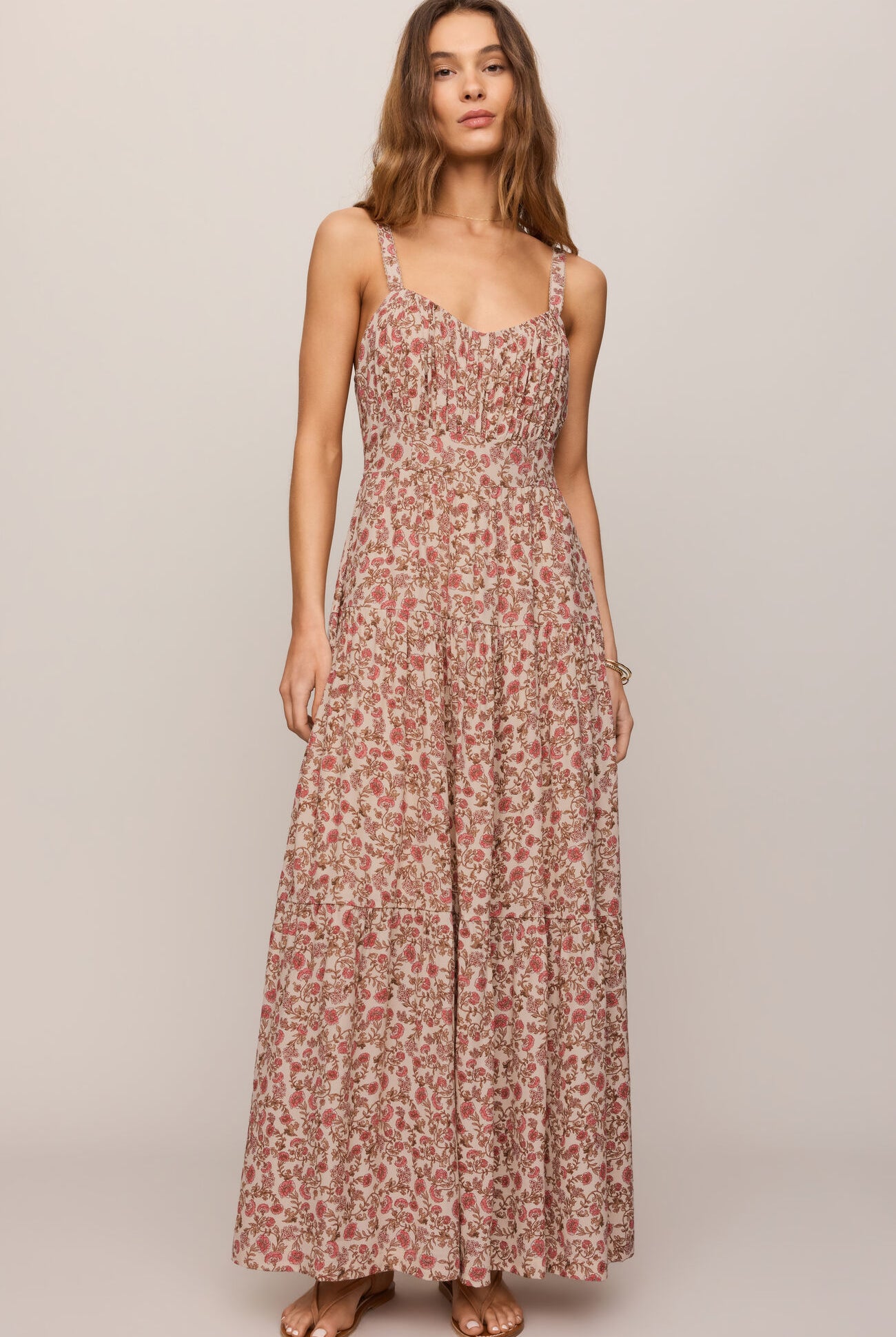 Z Supply Mindy Floral Maxi Dress - Sandshell-Maxi Dresses-Z Supply-Deja Nu Boutique, Women's Fashion Boutique in Lampasas, Texas