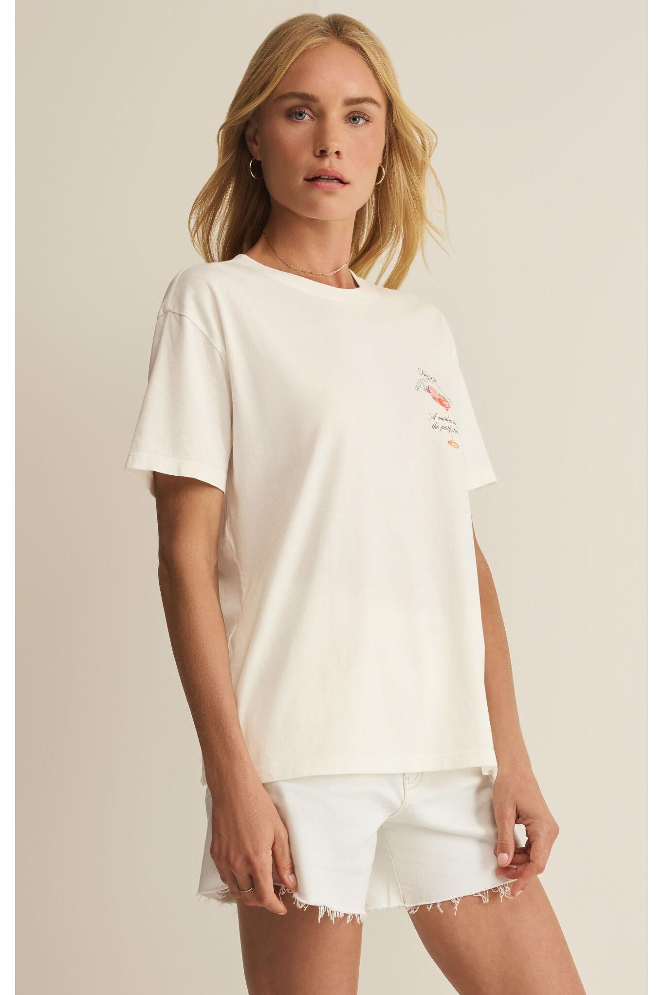 Z Supply Passion Martini Boyfriend Tee in Sea Salt-Graphic Tees-Z Supply-Deja Nu Boutique, Women's Fashion Boutique in Lampasas, Texas