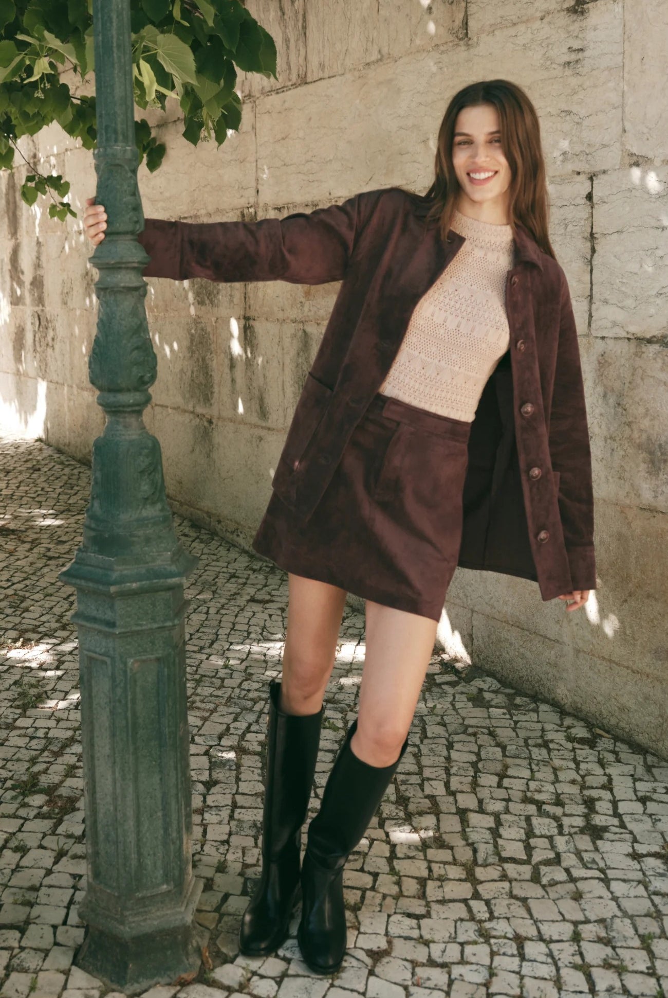 Z Supply Perri Suede Mini Skirt in Dark Chocolate-Skirts-Z Supply-Deja Nu Boutique, Women's Fashion Boutique in Lampasas, Texas