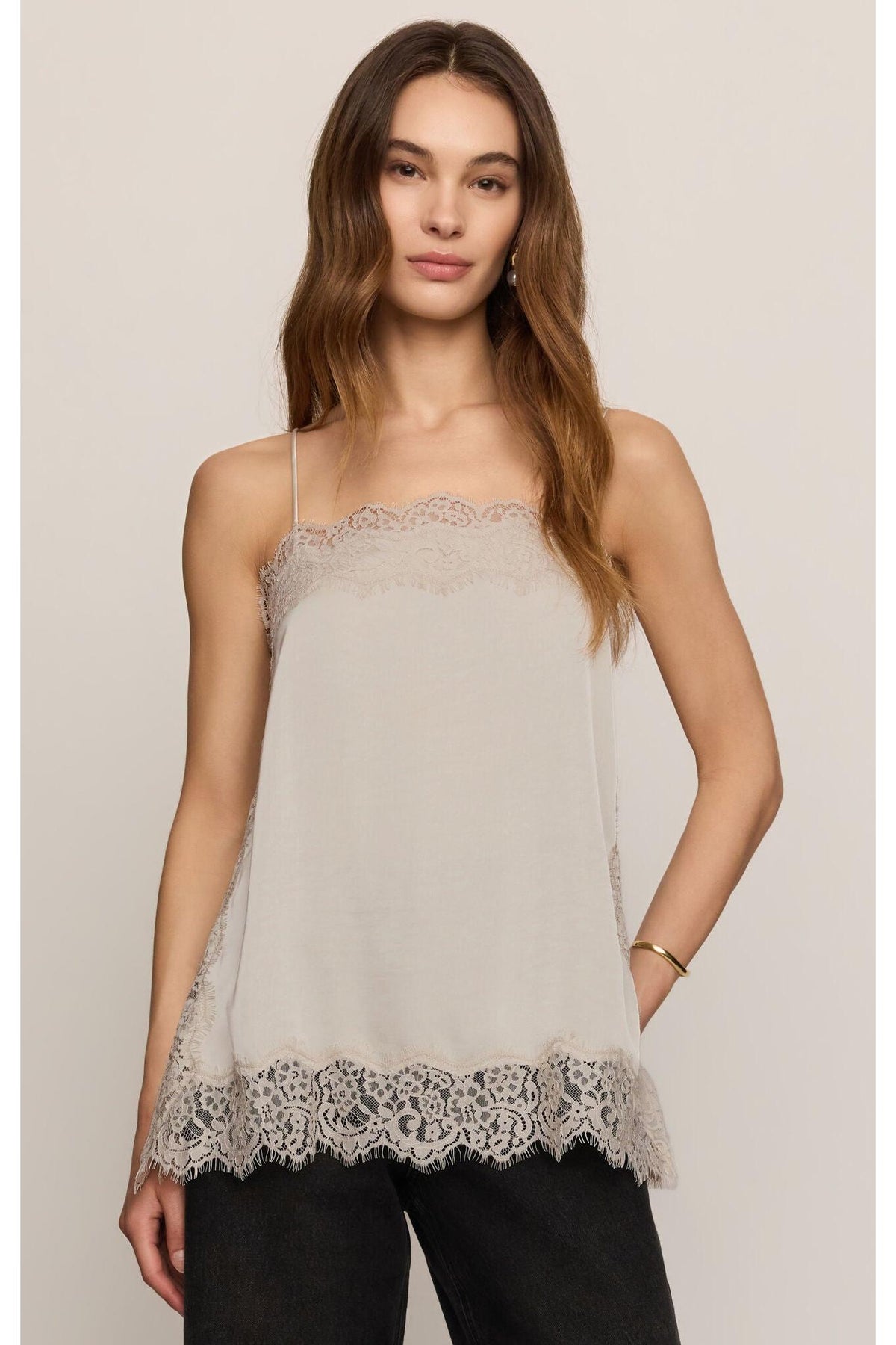 Z Supply Roselle Lace Trim Cami in Frosted Pearl-Camis/Tanks-Z Supply-Deja Nu Boutique, Women's Fashion Boutique in Lampasas, Texas