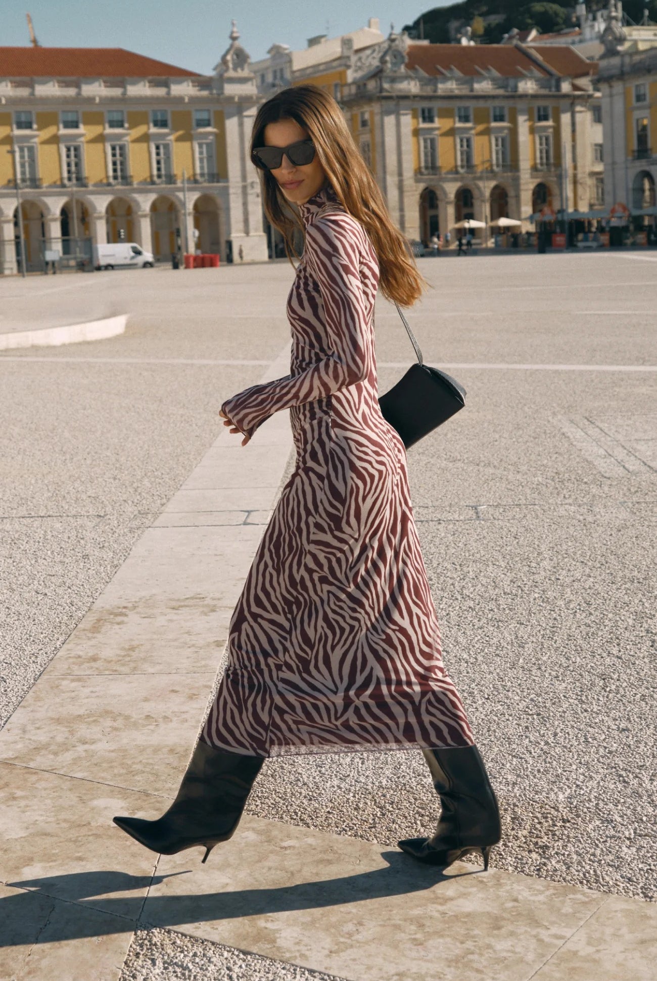 Z Supply Sevilla Zebra Mesh Midi Dress in Velvet Rouge-Midi Dresses-Z Supply-Deja Nu Boutique, Women's Fashion Boutique in Lampasas, Texas