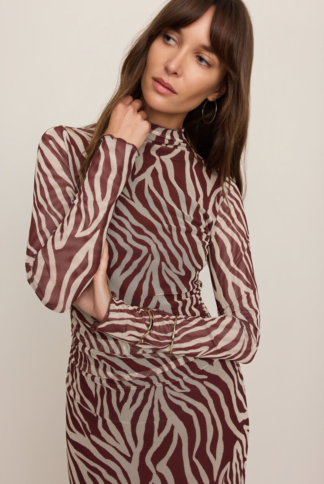 Z Supply Sevilla Zebra Mesh Midi Dress in Velvet Rouge-Midi Dresses-Z Supply-Deja Nu Boutique, Women's Fashion Boutique in Lampasas, Texas