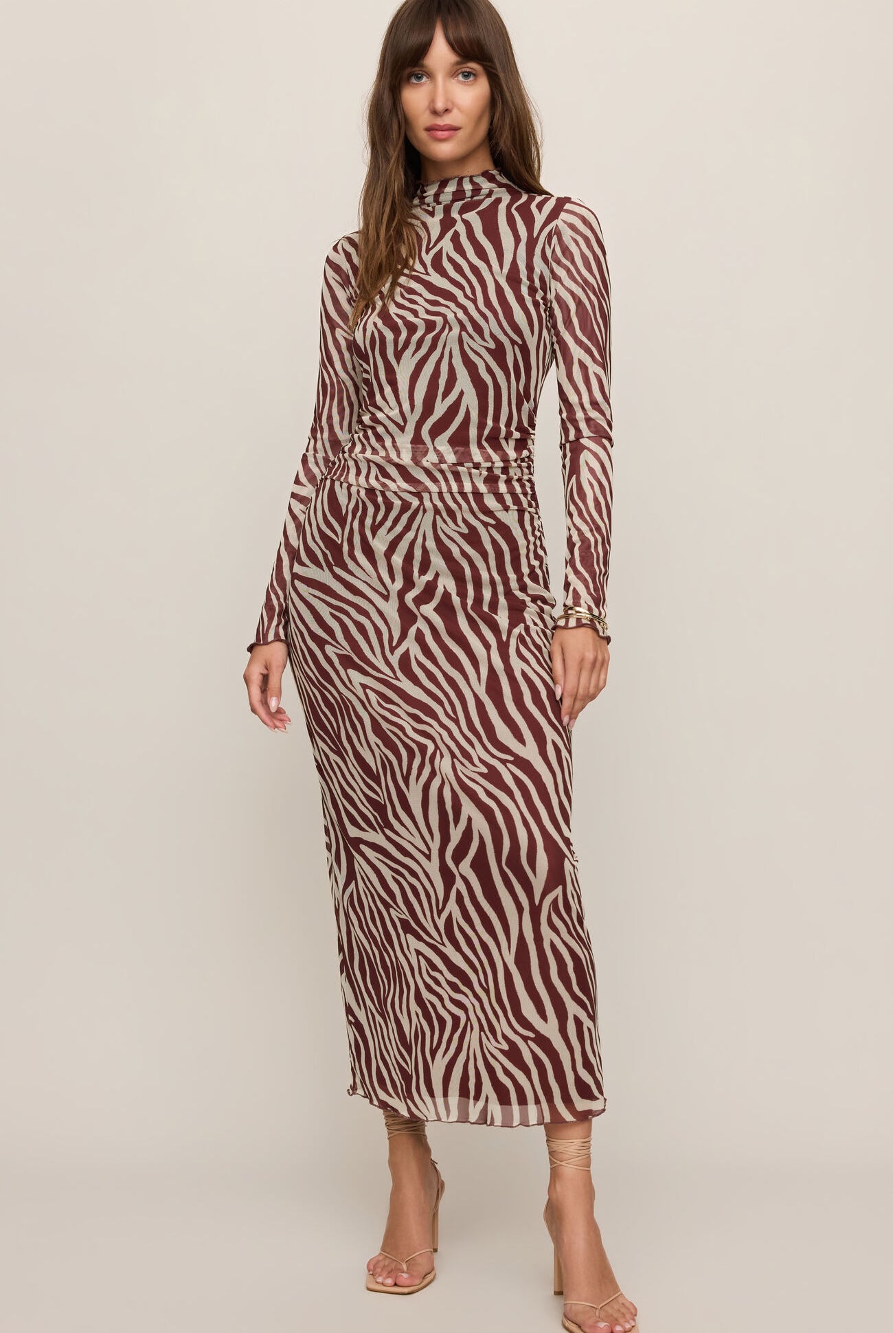 Z Supply Sevilla Zebra Mesh Midi Dress in Velvet Rouge-Midi Dresses-Z Supply-Deja Nu Boutique, Women's Fashion Boutique in Lampasas, Texas