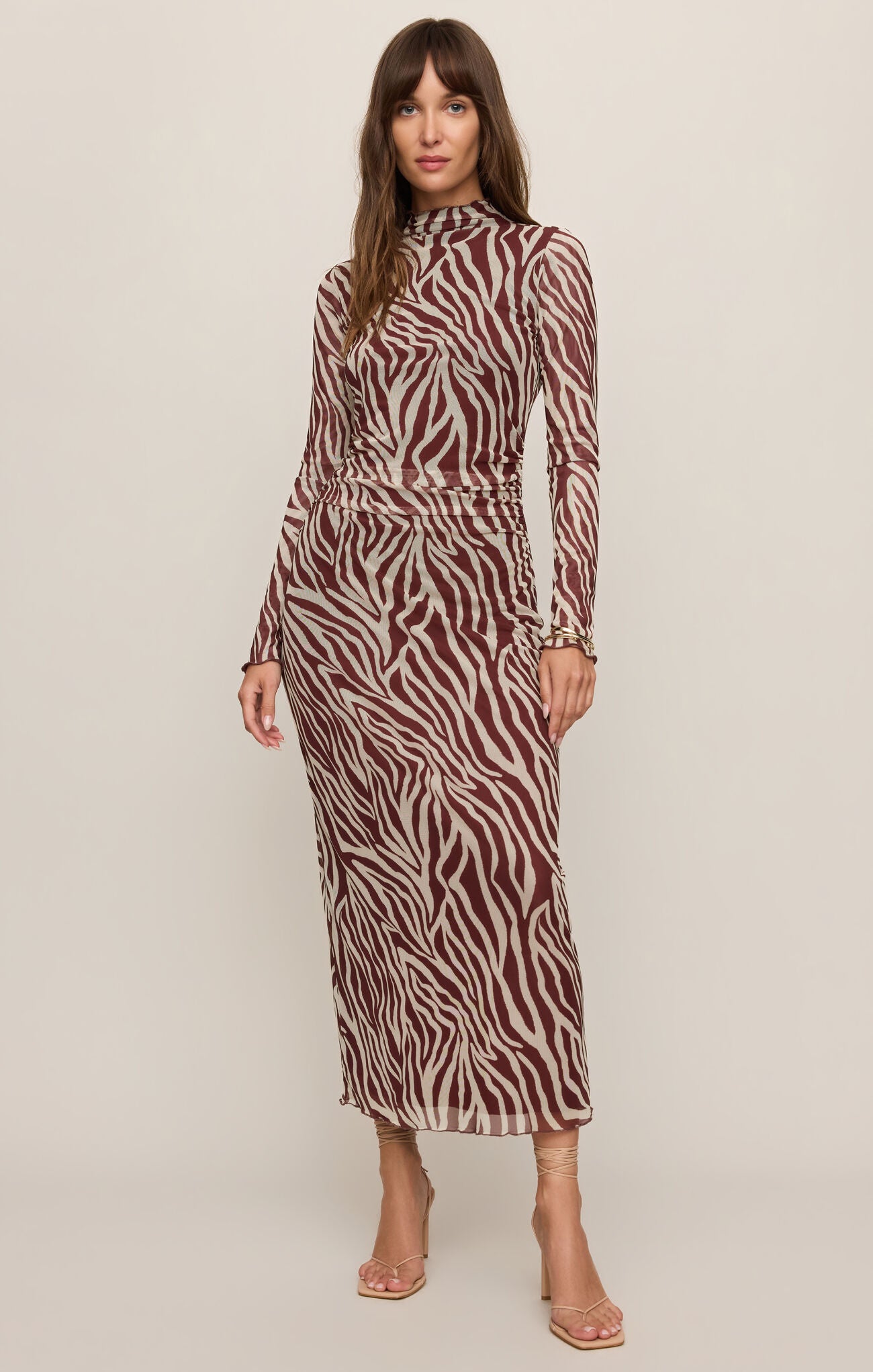 Z Supply Sevilla Zebra Mesh Midi Dress in Velvet Rouge-Midi Dresses-Z Supply-Deja Nu Boutique, Women's Fashion Boutique in Lampasas, Texas