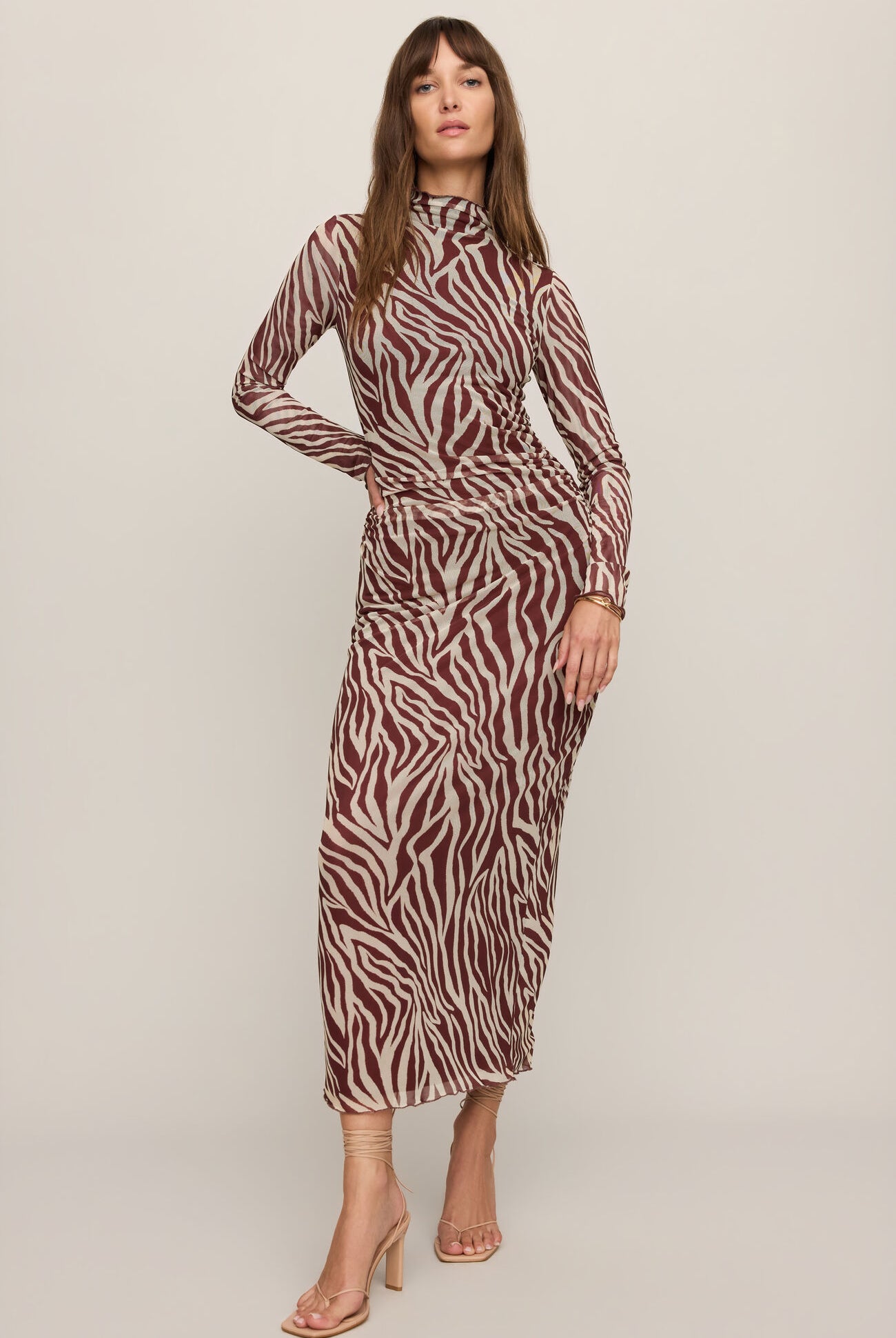 Z Supply Sevilla Zebra Mesh Midi Dress in Velvet Rouge-Midi Dresses-Z Supply-Deja Nu Boutique, Women's Fashion Boutique in Lampasas, Texas