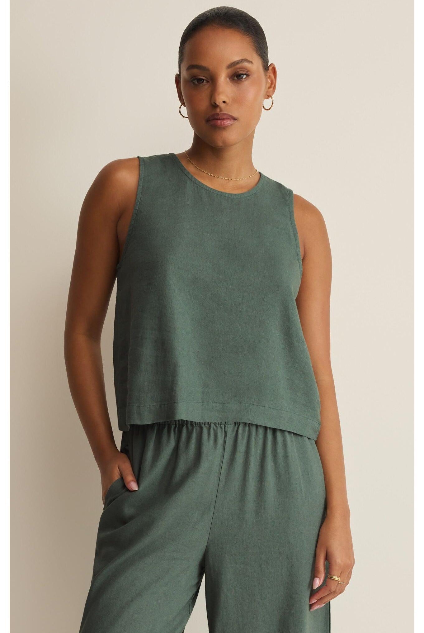 Z Supply Sloane Linen Top in Everglade-Tops-Z Supply-Deja Nu Boutique, Women's Fashion Boutique in Lampasas, Texas