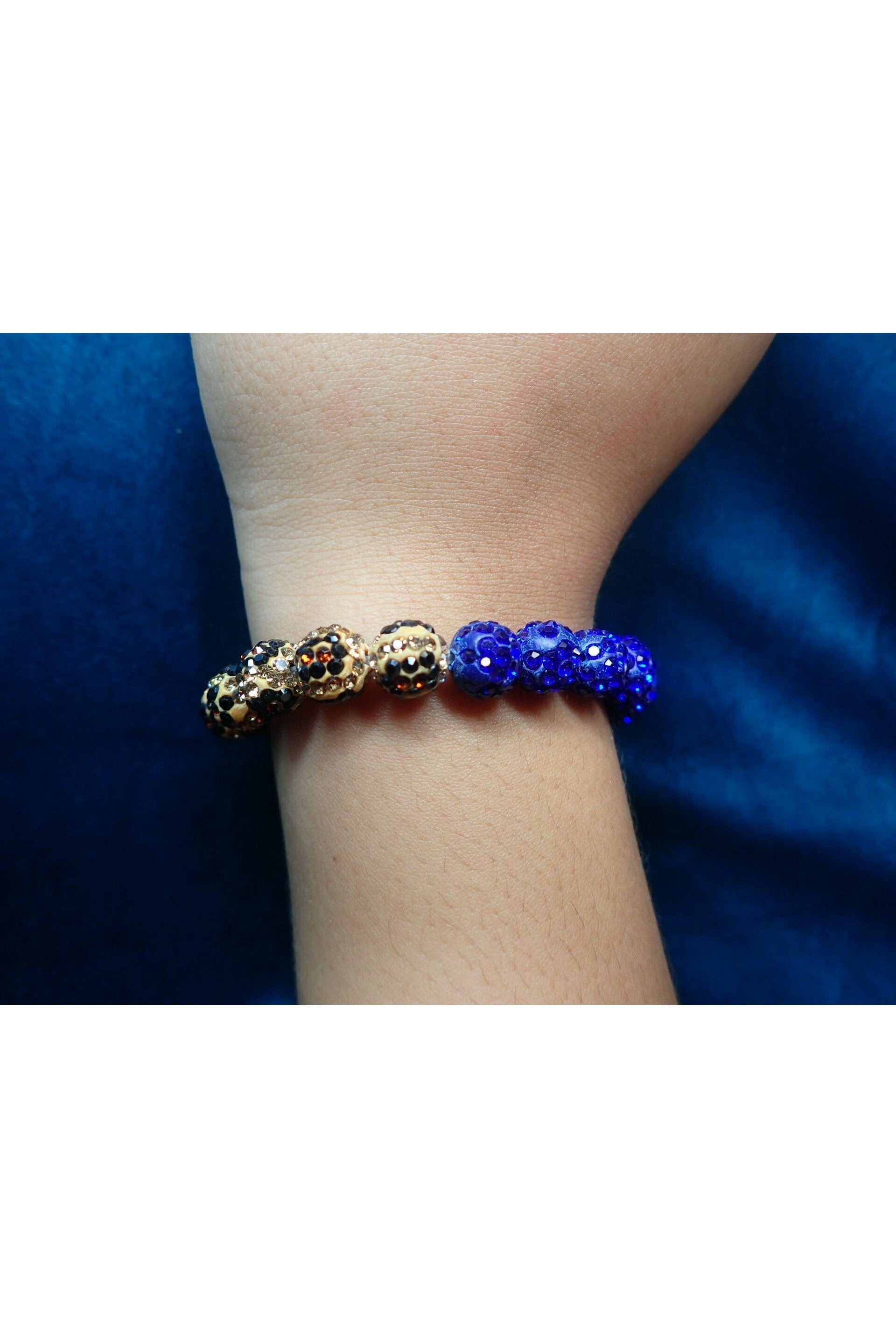 Royal Blue & Leopard Rhinestone Bracelet-Bracelets-Deja Nu Tx-Deja Nu Boutique, Women's Fashion Boutique in Lampasas, Texas