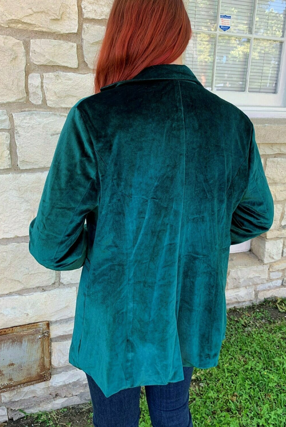 L And B Plus Dark Green Velvet Blazer-Curvy/Plus Outerwear-L And B-Deja Nu Boutique, Women's Fashion Boutique in Lampasas, Texas