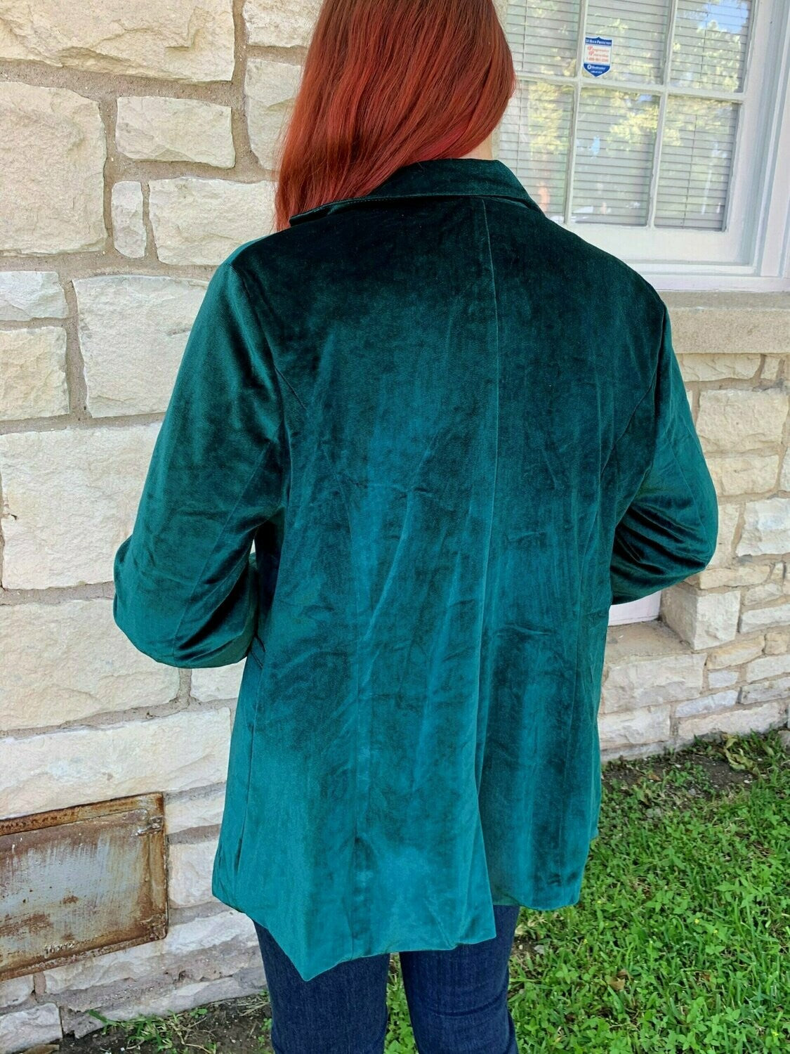 L And B Plus Dark Green Velvet Blazer-Curvy/Plus Outerwear-L And B-Deja Nu Boutique, Women's Fashion Boutique in Lampasas, Texas