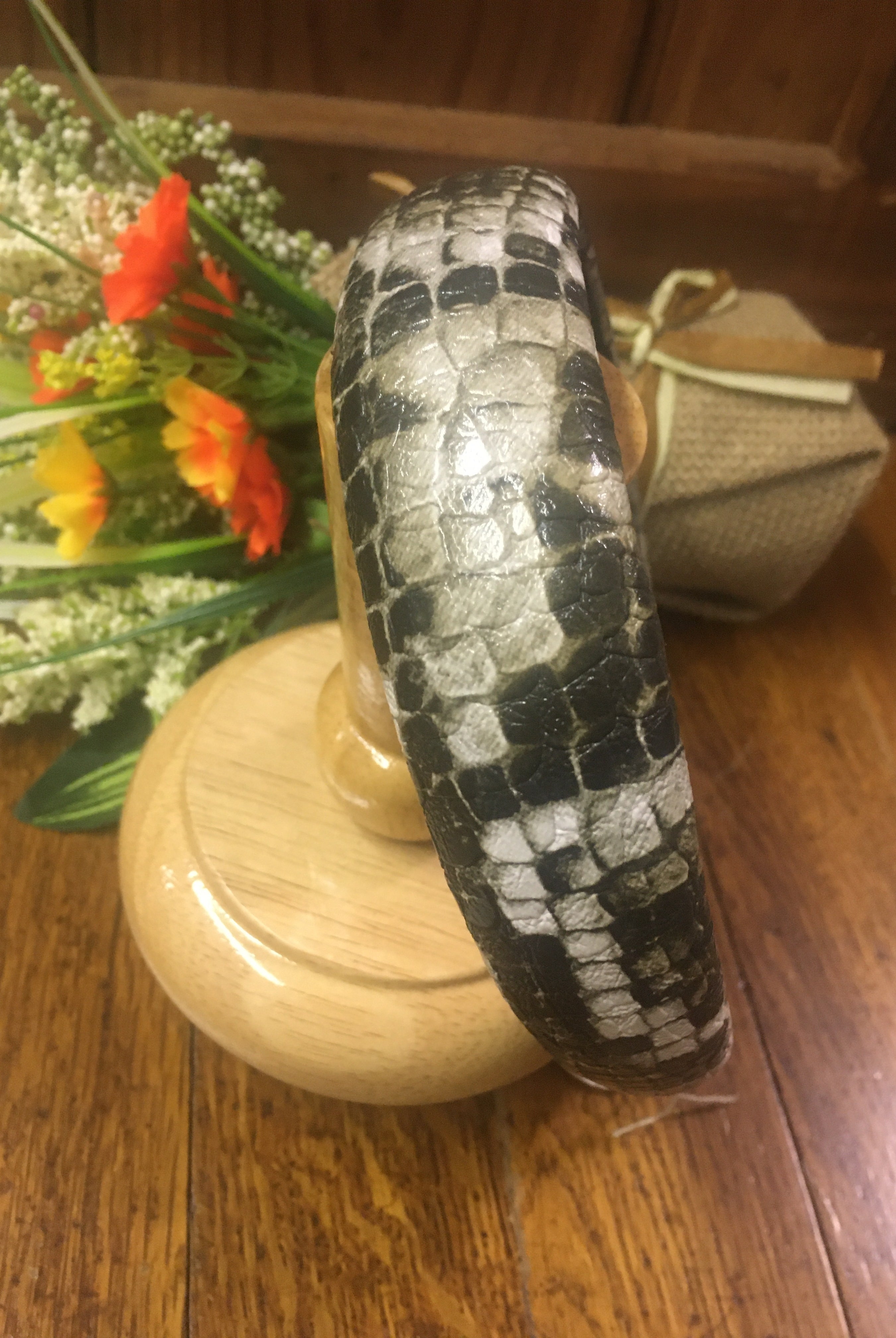 Faux Leather Snake Skin Headband-Scrunchies & Headbands-Deja Nu Tx-Deja Nu Boutique, Women's Fashion Boutique in Lampasas, Texas