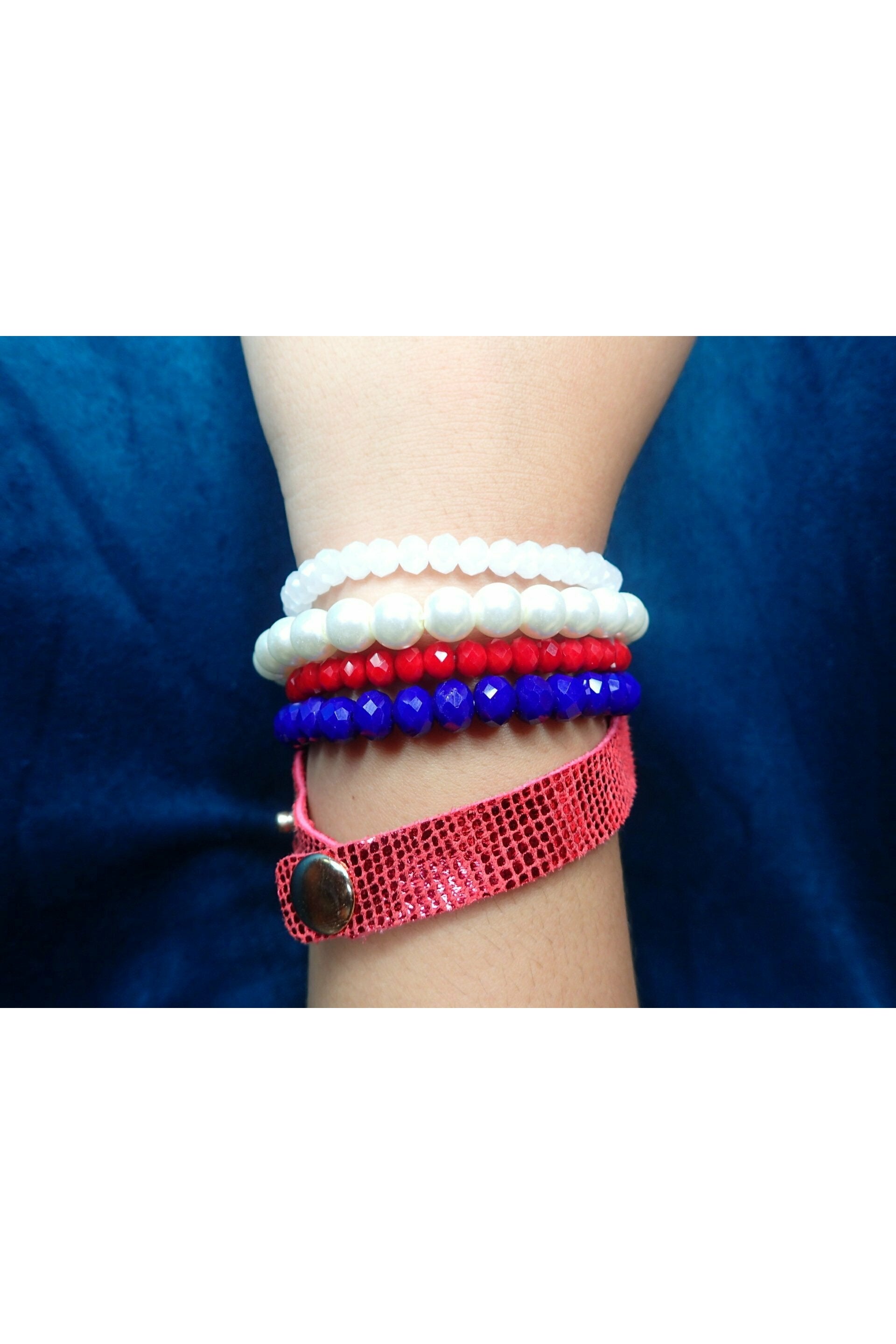 Emma Multiple Strand Red/White/Blue Bracelet-Bracelets-Emma-Deja Nu Boutique, Women's Fashion Boutique in Lampasas, Texas