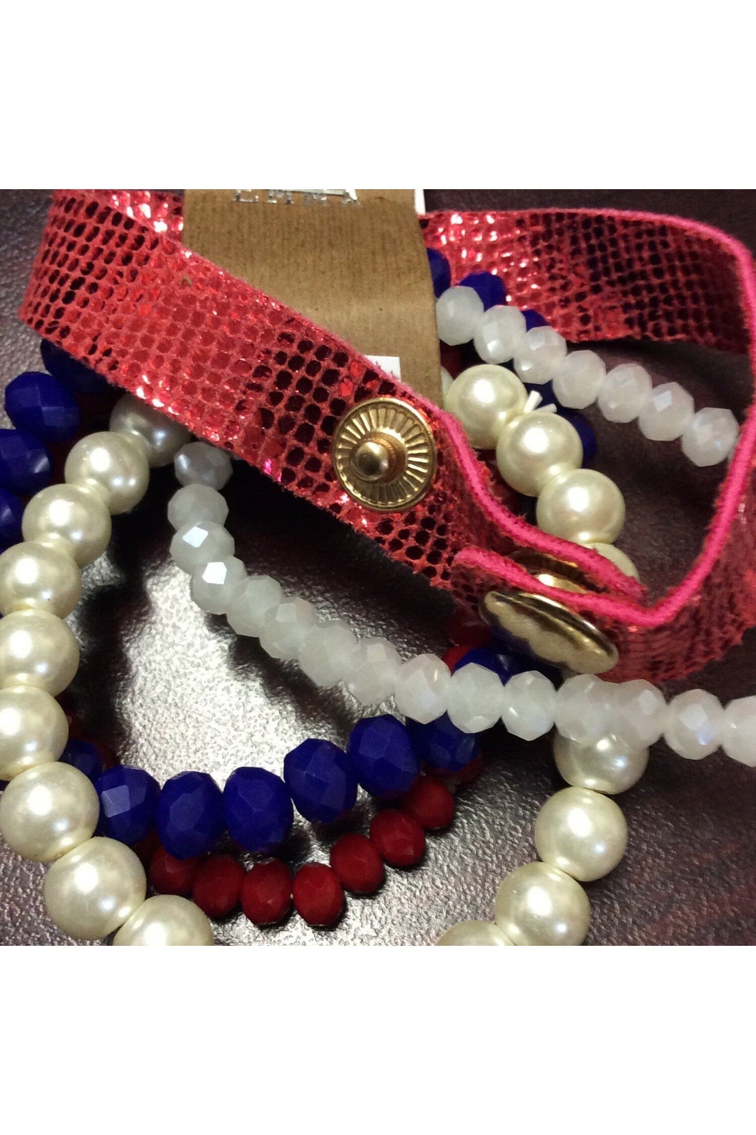 Emma Multiple Strand Red/White/Blue Bracelet-Bracelets-Emma-Deja Nu Boutique, Women's Fashion Boutique in Lampasas, Texas