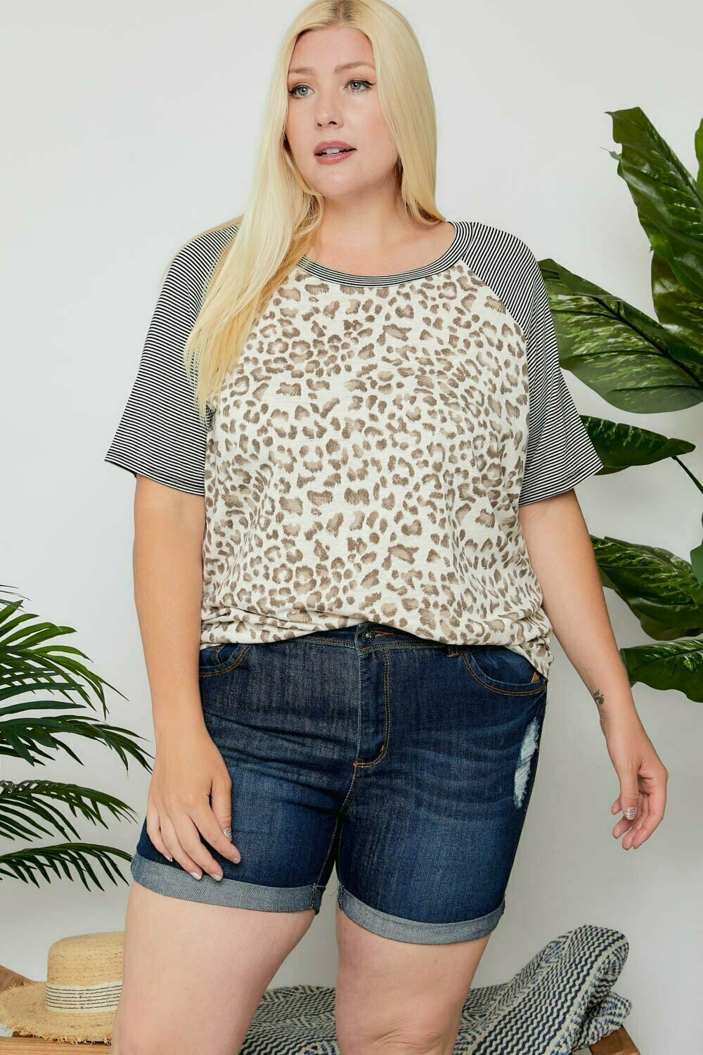 Adora Leopard Short Sleeve Plus Top-Curvy/Plus Tops-Adora-Deja Nu Boutique, Women's Fashion Boutique in Lampasas, Texas