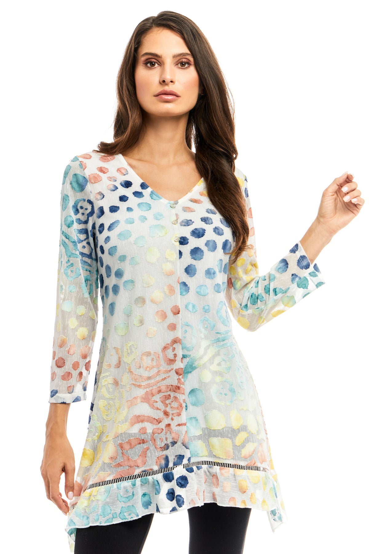 Adore Multi Colored Animal Print Burnout Tunic-Tunics-Adore-Deja Nu Boutique, Women's Fashion Boutique in Lampasas, Texas