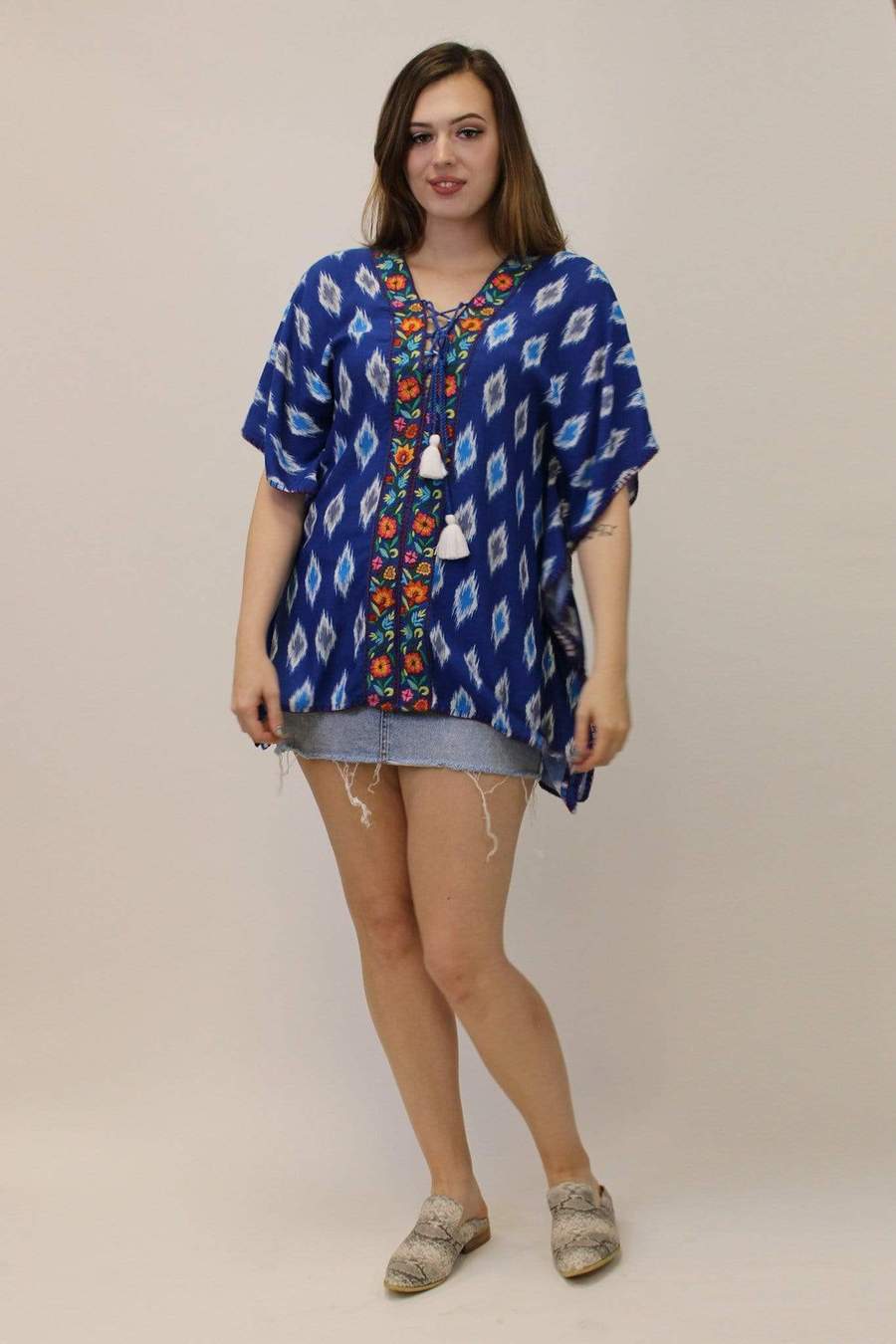 Avani del Amour Embroidered Poncho Top-Tops-Avani del amour-Deja Nu Boutique, Women's Fashion Boutique in Lampasas, Texas