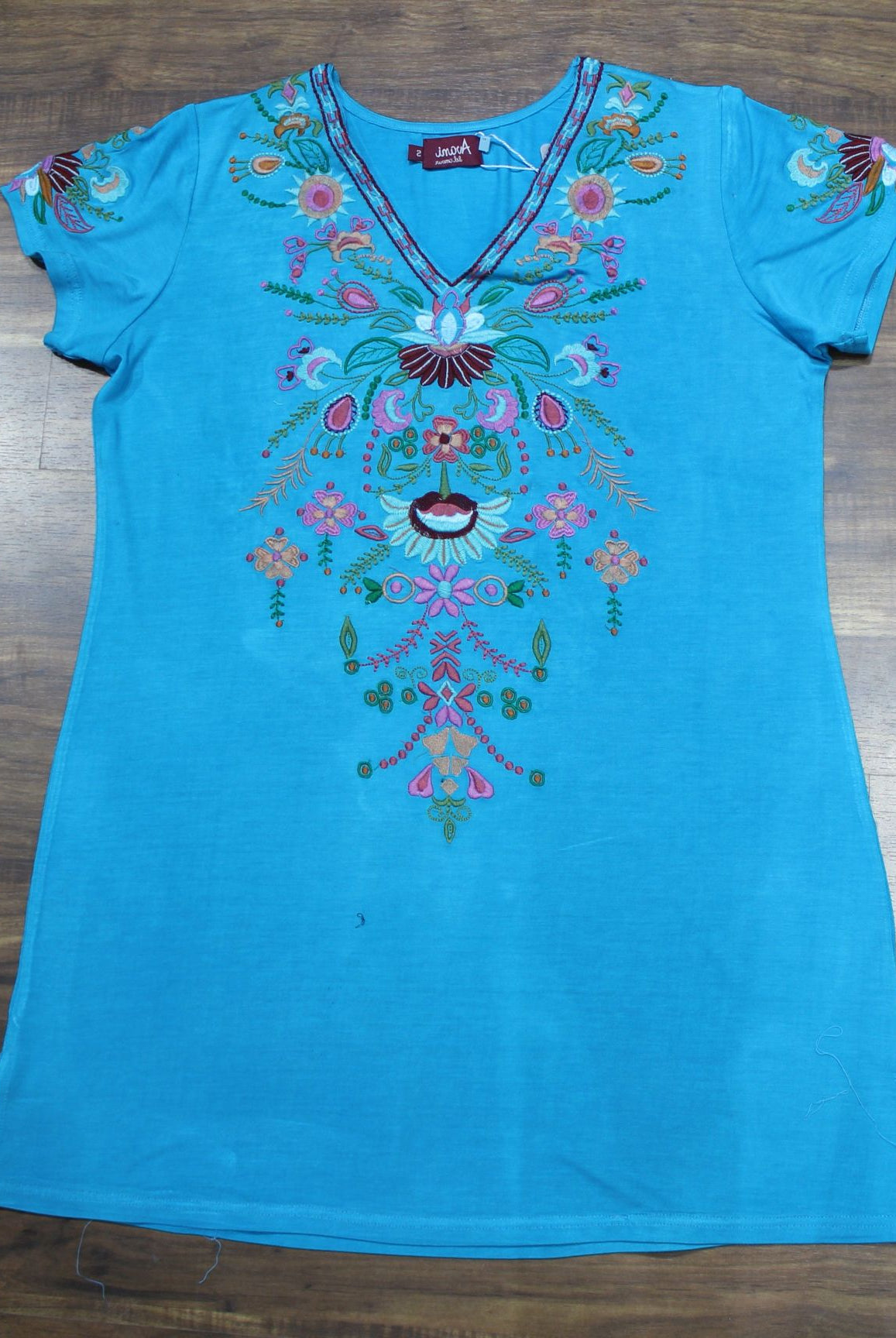 Avani del amour Embroidered Turquoise Dress-Short Dresses-Avani del amour-Deja Nu Boutique, Women's Fashion Boutique in Lampasas, Texas