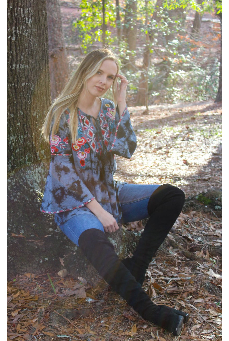 Avani del amour Tie Dye Embroidery Top-Tops-Avani del amour-Deja Nu Boutique, Women's Fashion Boutique in Lampasas, Texas