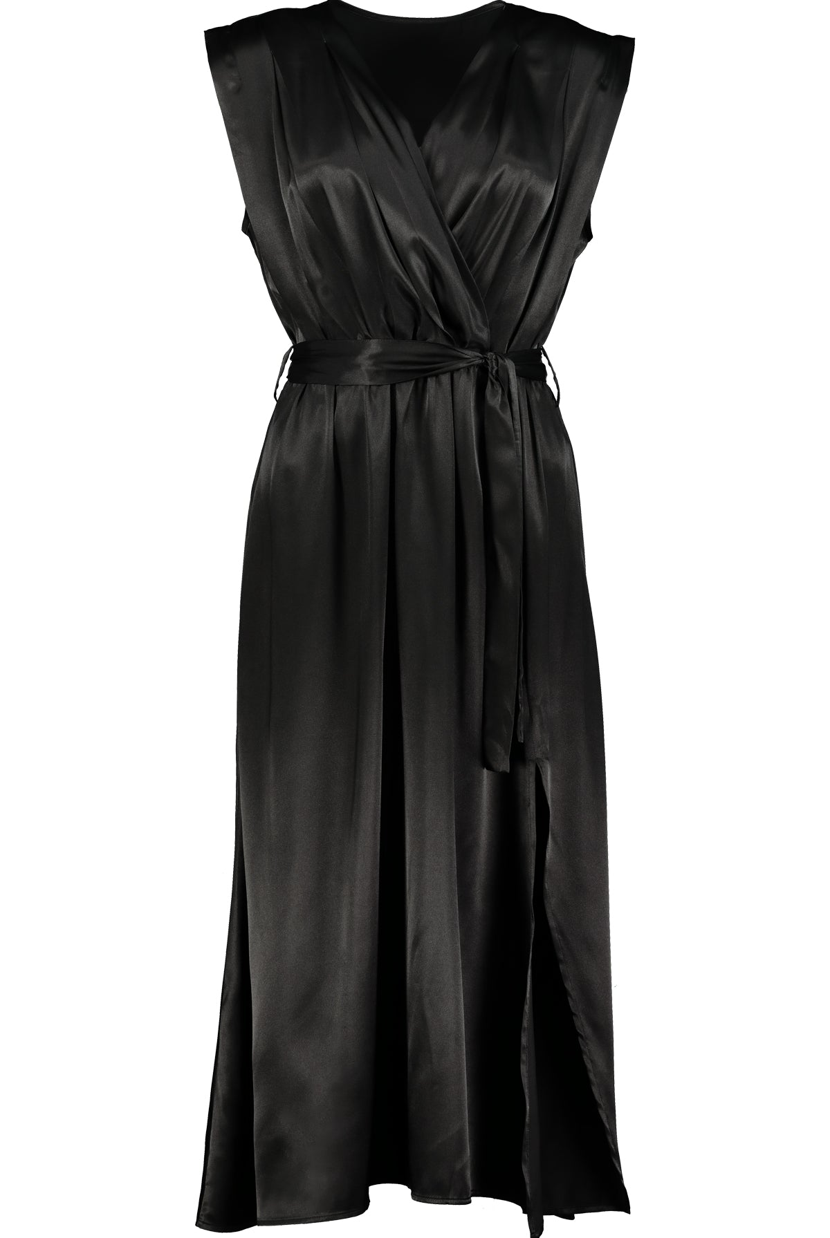 Bishop And Young Nocturnal Animal Aeries Wrap Dress In Black-Midi Dresses-Bishop And Young-Deja Nu Boutique, Women's Fashion Boutique in Lampasas, Texas