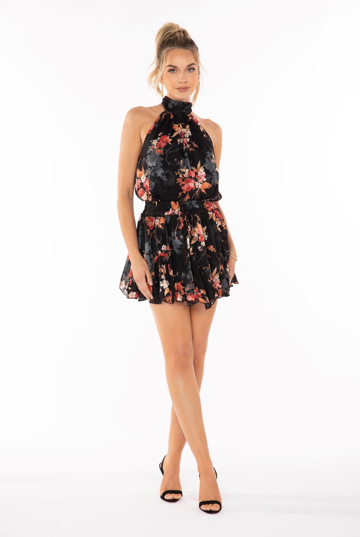 Bishop And Young Nocturnal Animal Esme Tie Neck Top In Night Bloom-Camis/Tanks-Bishop And Young-Deja Nu Boutique, Women's Fashion Boutique in Lampasas, Texas