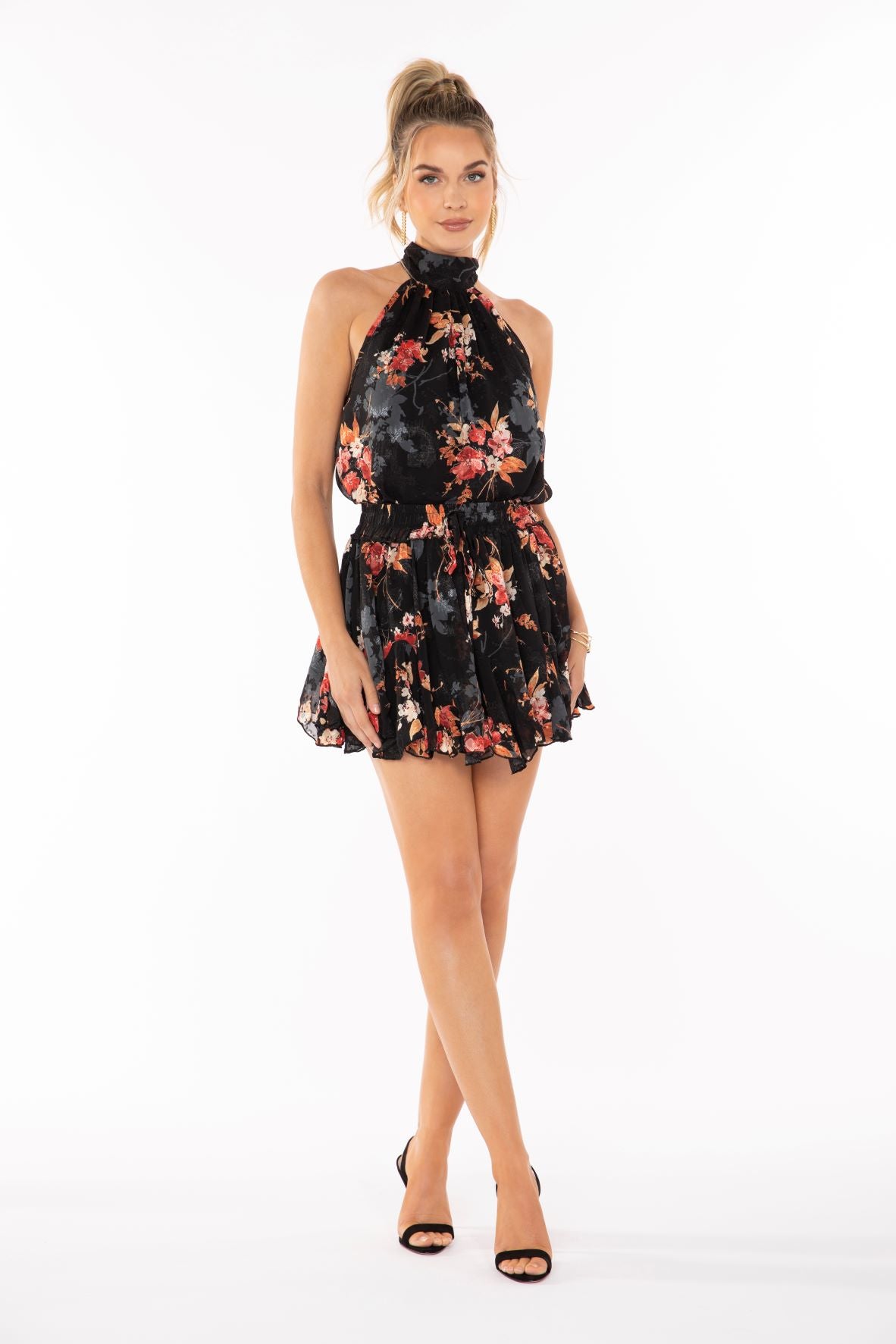 Bishop And Young Nocturnal Animal Esme Tie Neck Top In Night Bloom-Camis/Tanks-Bishop And Young-Deja Nu Boutique, Women's Fashion Boutique in Lampasas, Texas