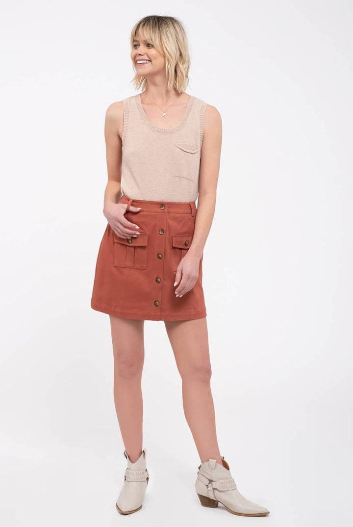 Blu Pepper Terra Cotta Skirt-Skirts-Blu Pepper-Deja Nu Boutique, Women's Fashion Boutique in Lampasas, Texas