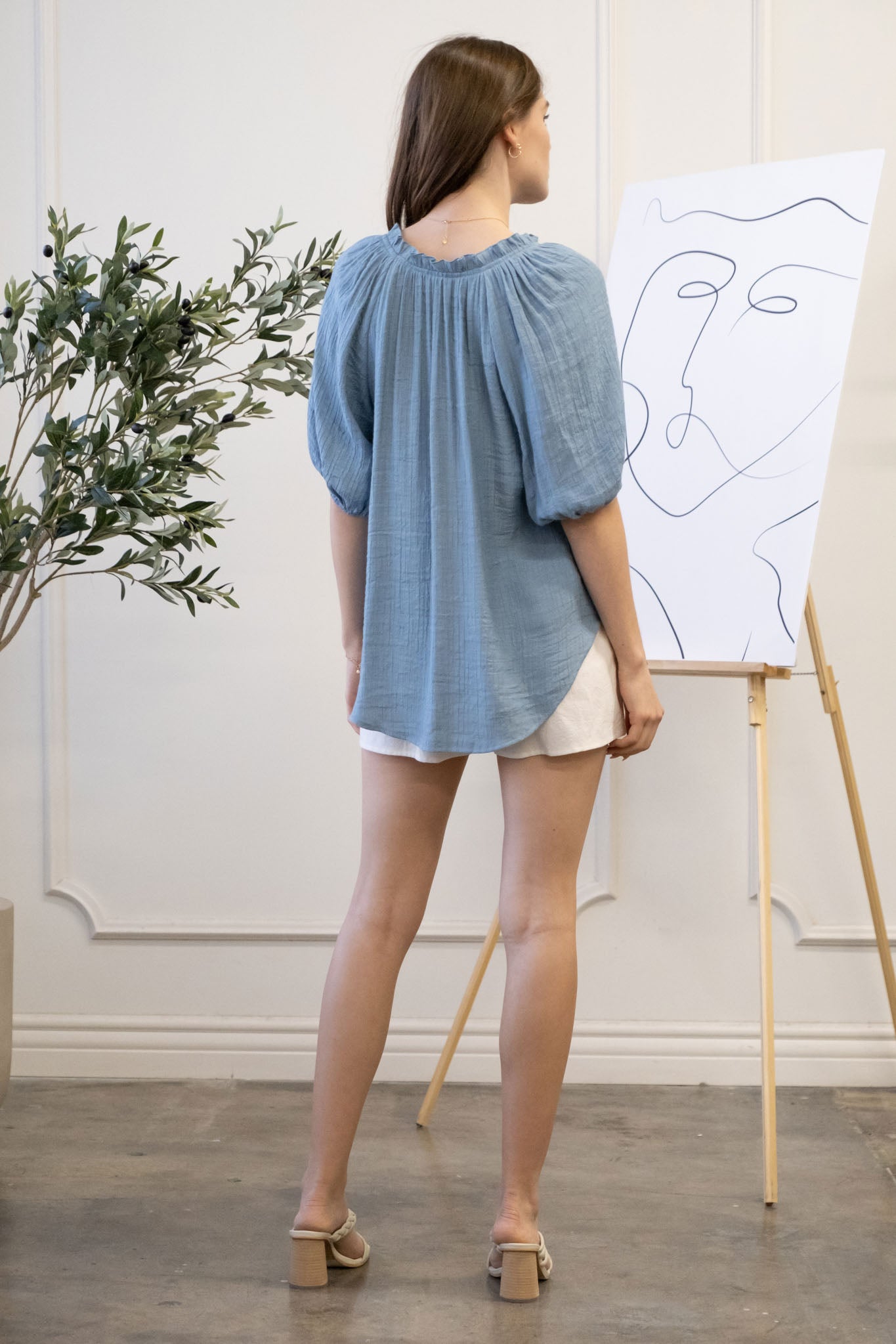 Blu pepper Bohemian V Neck Blouse With Three Fourths Sleeves In Teal-Short Sleeves-Blu Pepper-Deja Nu Boutique, Women's Fashion Boutique in Lampasas, Texas