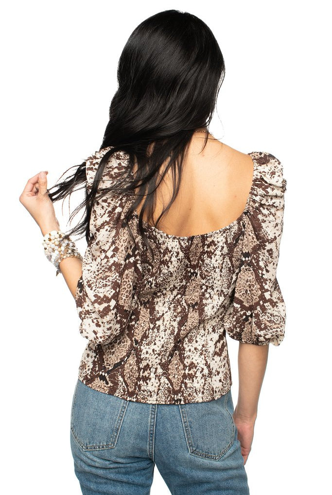 Buddy Love Brown Snake Crop Top-Tops-Buddy Love-Deja Nu Boutique, Women's Fashion Boutique in Lampasas, Texas