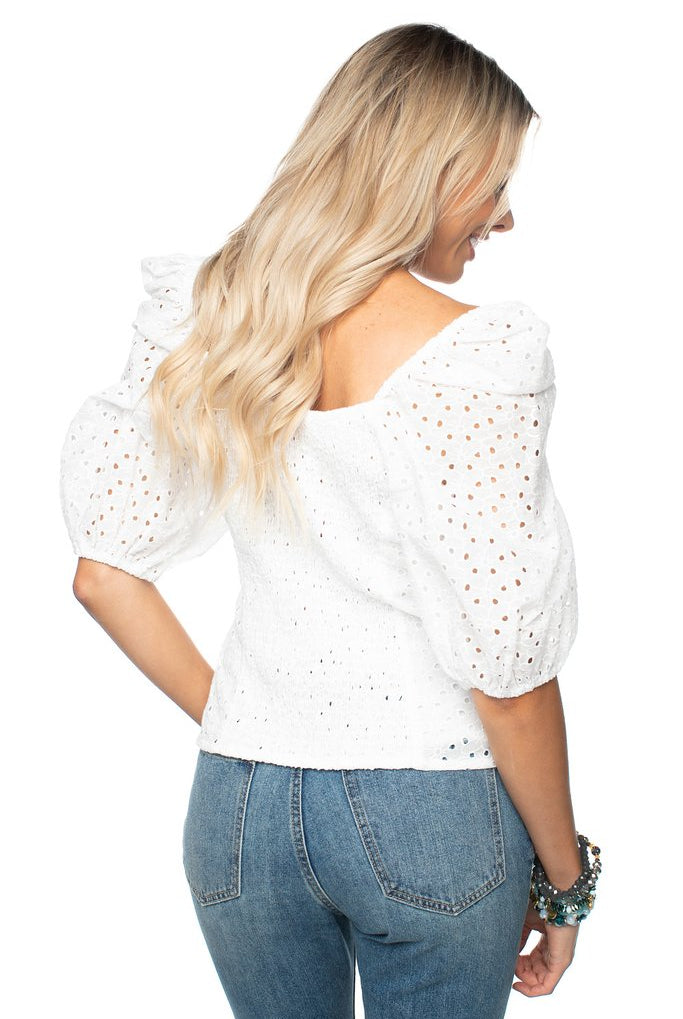 Buddy Love Eyelet Crop Top-Tops-Buddy Love-Deja Nu Boutique, Women's Fashion Boutique in Lampasas, Texas
