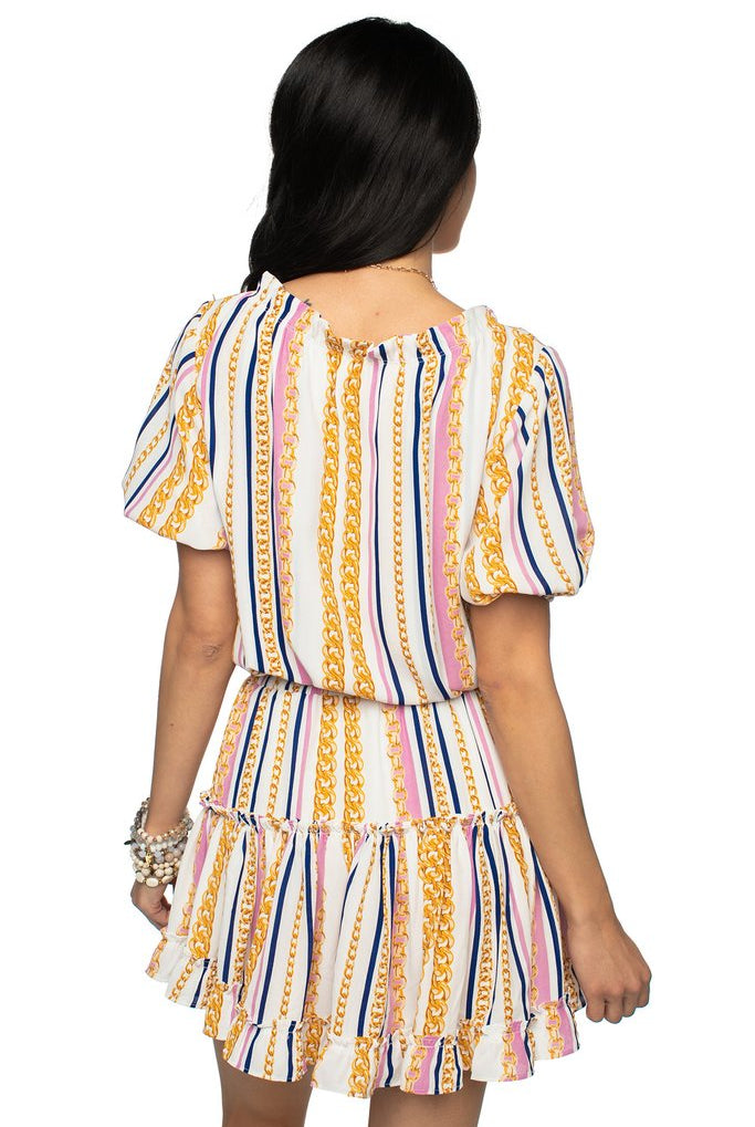 Buddy Love Ray Miami Multi-Color Short Dress w/Chain Print Detail-Dresses-Buddy Love-Deja Nu Boutique, Women's Fashion Boutique in Lampasas, Texas