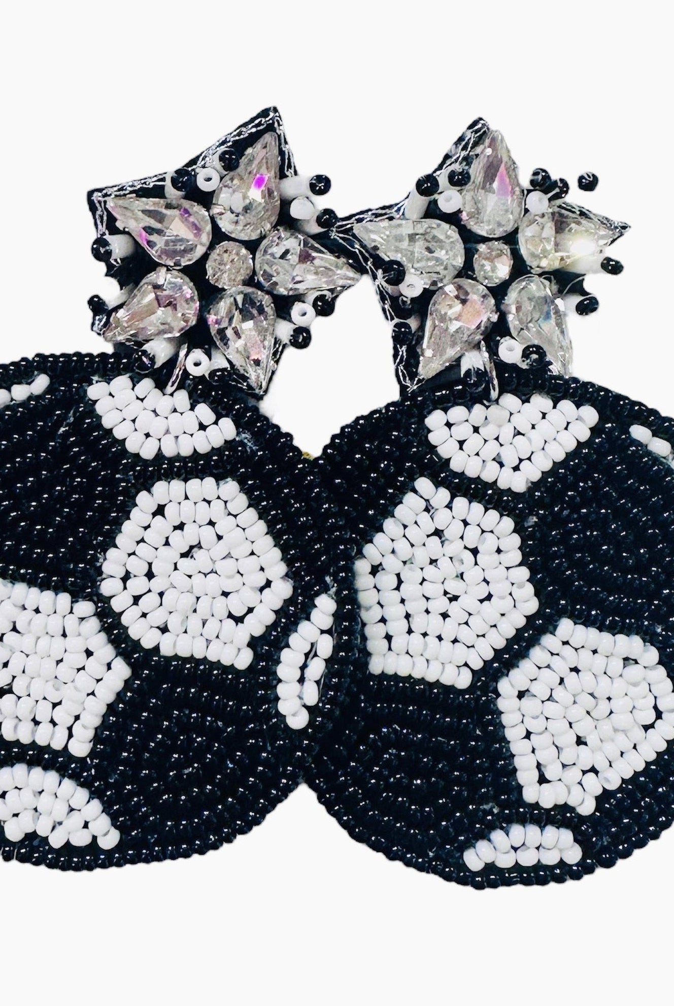 Camel Threads Seed Bead Rhinestone Soccer Earrings-Earrings-Camel Threads-Deja Nu Boutique, Women's Fashion Boutique in Lampasas, Texas