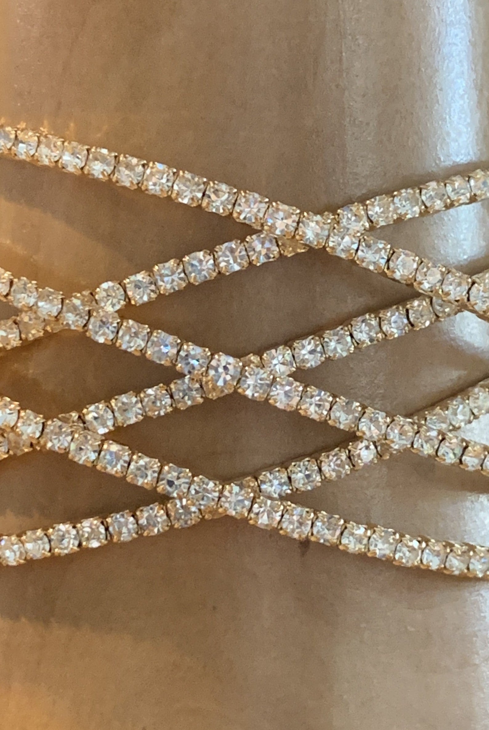 Crystal Avenue Cubic Zirconia Gold Crystal Bracelet-Bracelets-Crystal Avenue-Deja Nu Boutique, Women's Fashion Boutique in Lampasas, Texas