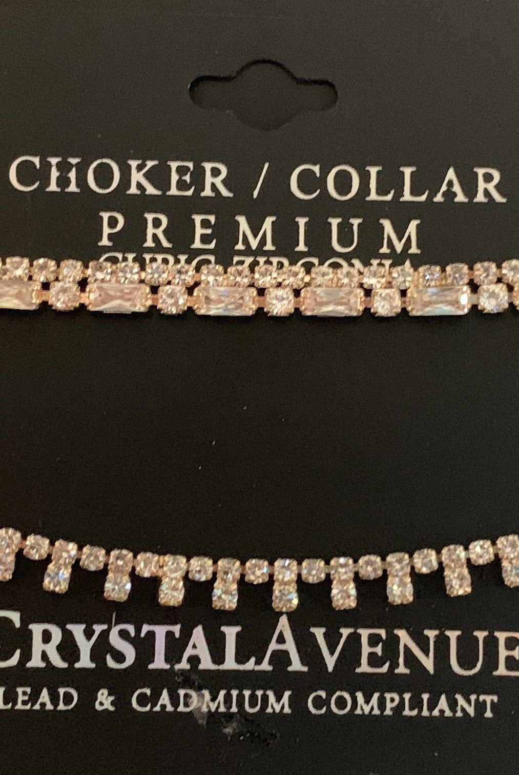 Crystal Avenue Premium Cubic Zirconia Rose Gold Double Choker Set-Necklaces-Crystal Avenue-Deja Nu Boutique, Women's Fashion Boutique in Lampasas, Texas