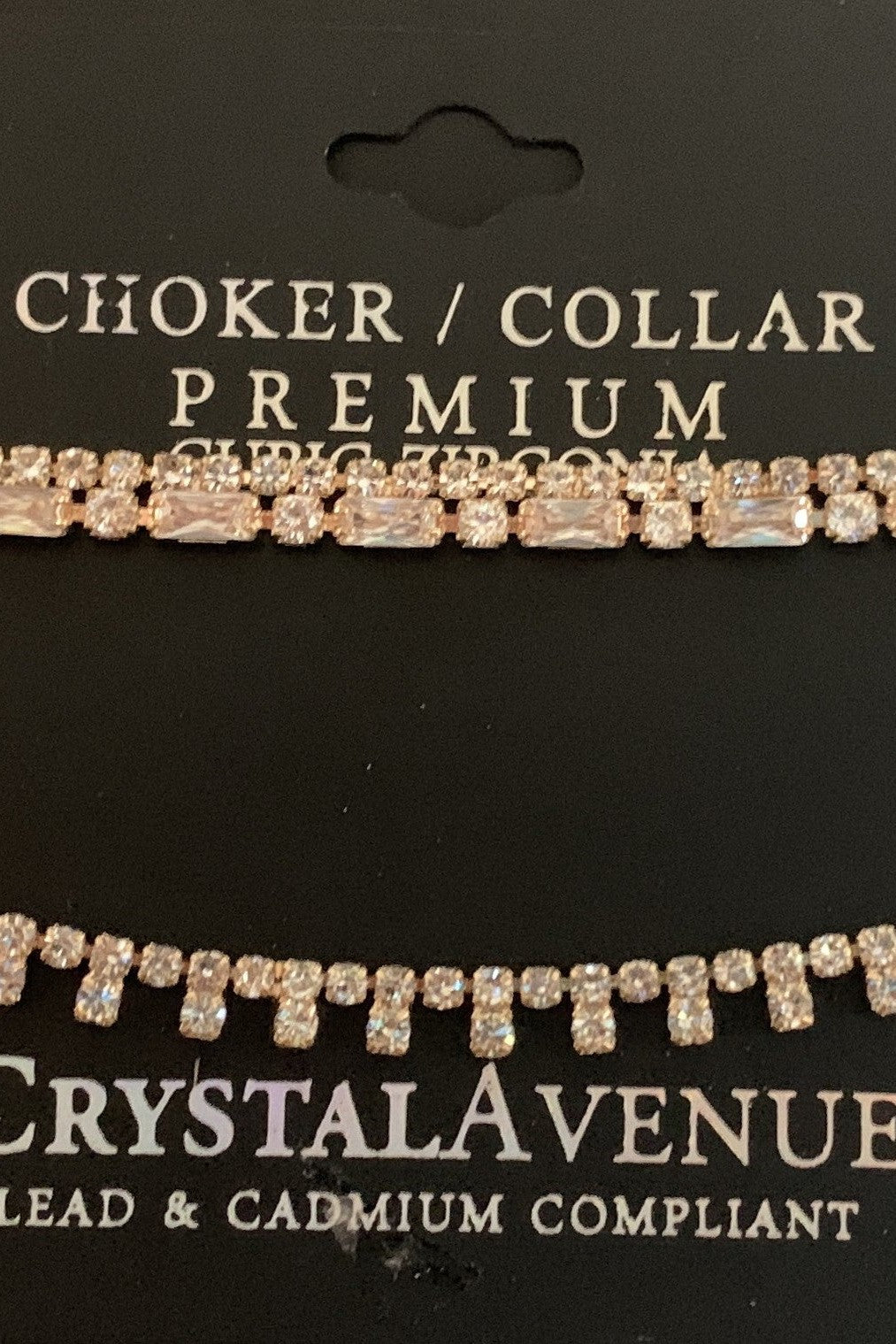 Crystal Avenue Premium Cubic Zirconia Rose Gold Double Choker Set-Necklaces-Crystal Avenue-Deja Nu Boutique, Women's Fashion Boutique in Lampasas, Texas