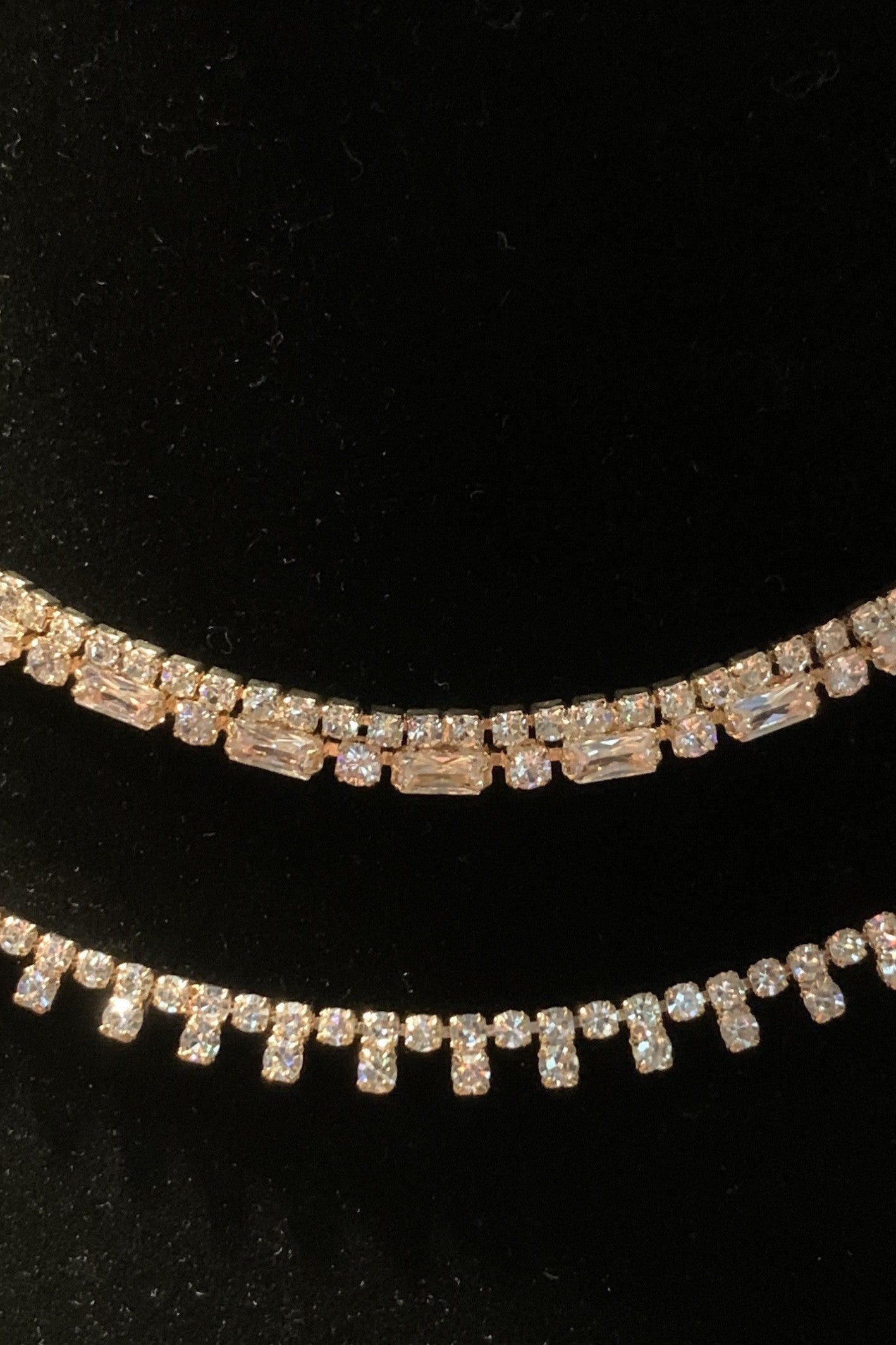 Crystal Avenue Premium Cubic Zirconia Rose Gold Double Choker Set-Necklaces-Crystal Avenue-Deja Nu Boutique, Women's Fashion Boutique in Lampasas, Texas