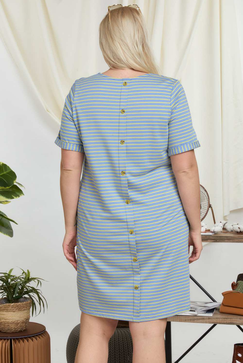 Davi And Dani Pinstripe Plus Tee Dress-Curvy/Plus Dresses-Davi and Dani-Deja Nu Boutique, Women's Fashion Boutique in Lampasas, Texas