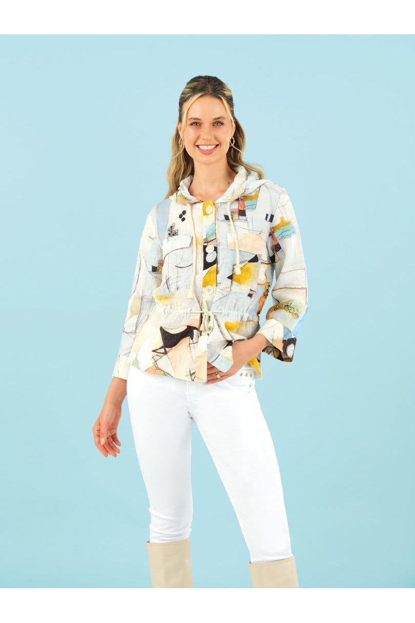 Dolcezza Simply Art Linen Jacket “Untitled 9” (23663)-Jackets-Dolcezza-Deja Nu Boutique, Women's Fashion Boutique in Lampasas, Texas