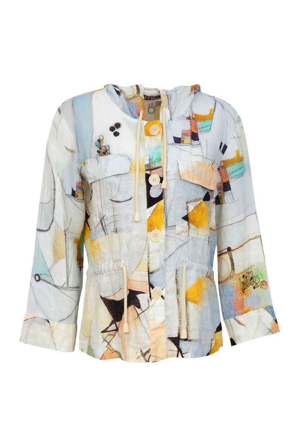 Dolcezza Simply Art Linen Jacket “Untitled 9” (23663)-Jackets-Dolcezza-Deja Nu Boutique, Women's Fashion Boutique in Lampasas, Texas