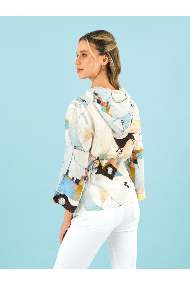 Dolcezza Simply Art Linen Jacket “Untitled 9” (23663)-Jackets-Dolcezza-Deja Nu Boutique, Women's Fashion Boutique in Lampasas, Texas