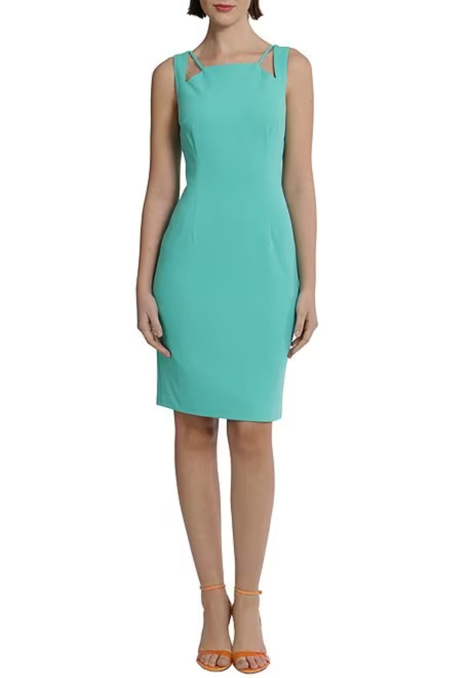 Donna Morgan Stretch Sleeveless Cut-Out Sheath Dress In Atlantis-Short Dresses-Donna Morgan-Deja Nu Boutique, Women's Fashion Boutique in Lampasas, Texas