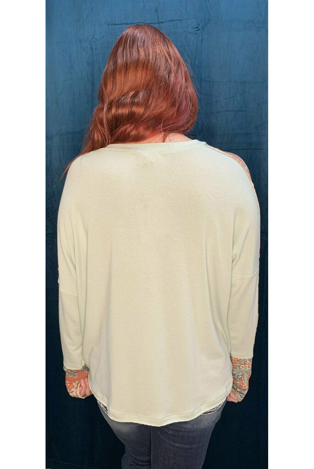 Easel Printed Long Sleeve Terry Knit Sweater-Sweaters-Easel-Deja Nu Boutique, Women's Fashion Boutique in Lampasas, Texas