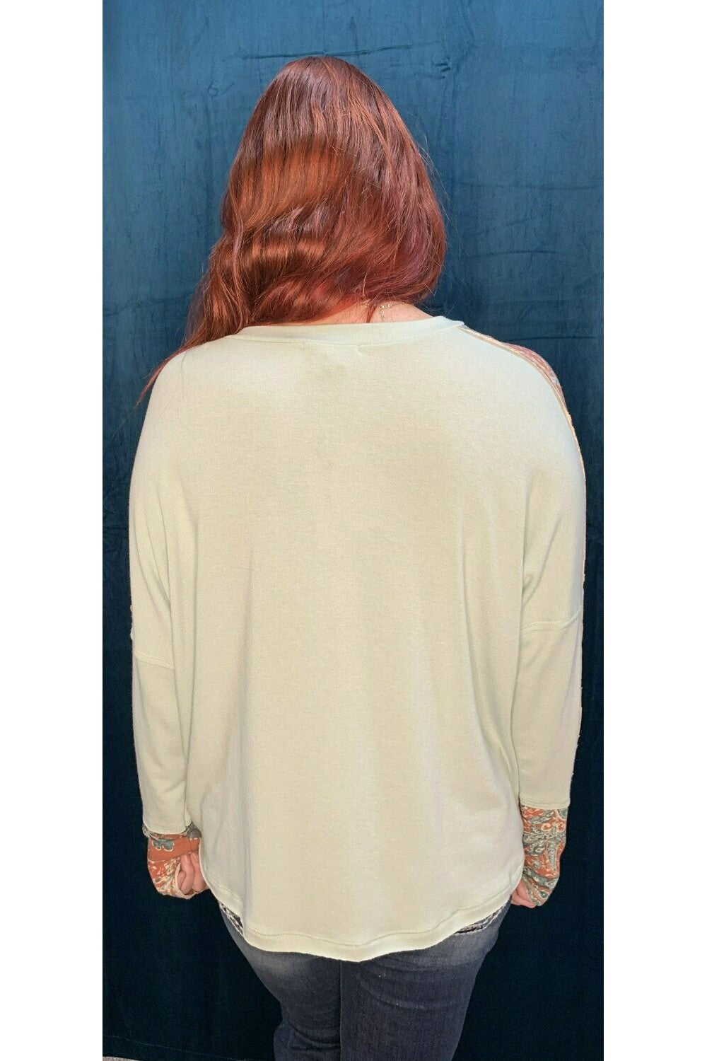 Easel Printed Long Sleeve Terry Knit Sweater-Sweaters-Easel-Deja Nu Boutique, Women's Fashion Boutique in Lampasas, Texas