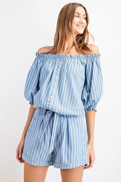 Easel Stripe Time High Waist Shorts-Bottoms-Easel-Deja Nu Boutique, Women's Fashion Boutique in Lampasas, Texas